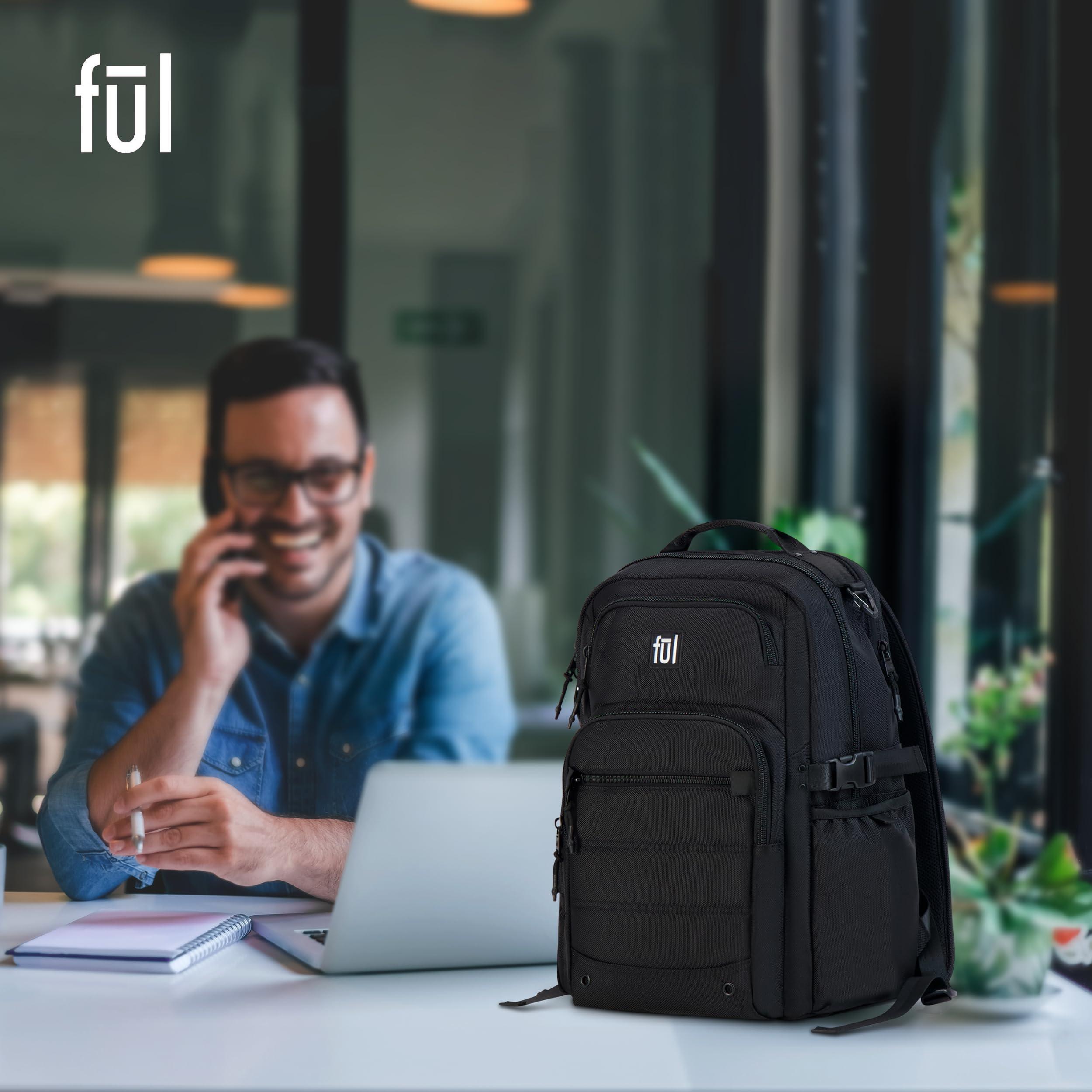 FUL FUL Tactics Collection 17 Inch Laptop Backpack, Division Padded Computer Bag for Commute or Travel, Black, One Size