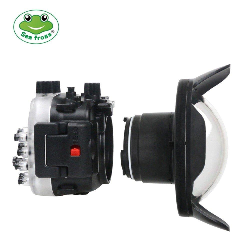 HolaFoto Seafrogs Underwater Housing for Sony ZV-E10 with WA005F Dome Port, [40M/130FT] Waterproof Scuba Housing Case for Sony Alpha ZV-E10 with FE 16-35mm F4, E 18-105mm F4