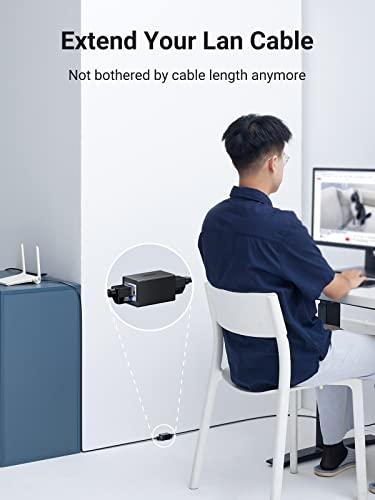 UGREEN UGREEN RJ45 Coupler Ethernet Extender Connector 10 Pack Inline Coupler Cat7 Cat6 Cat5e Ethernet Cable Adapter Female to Female Black