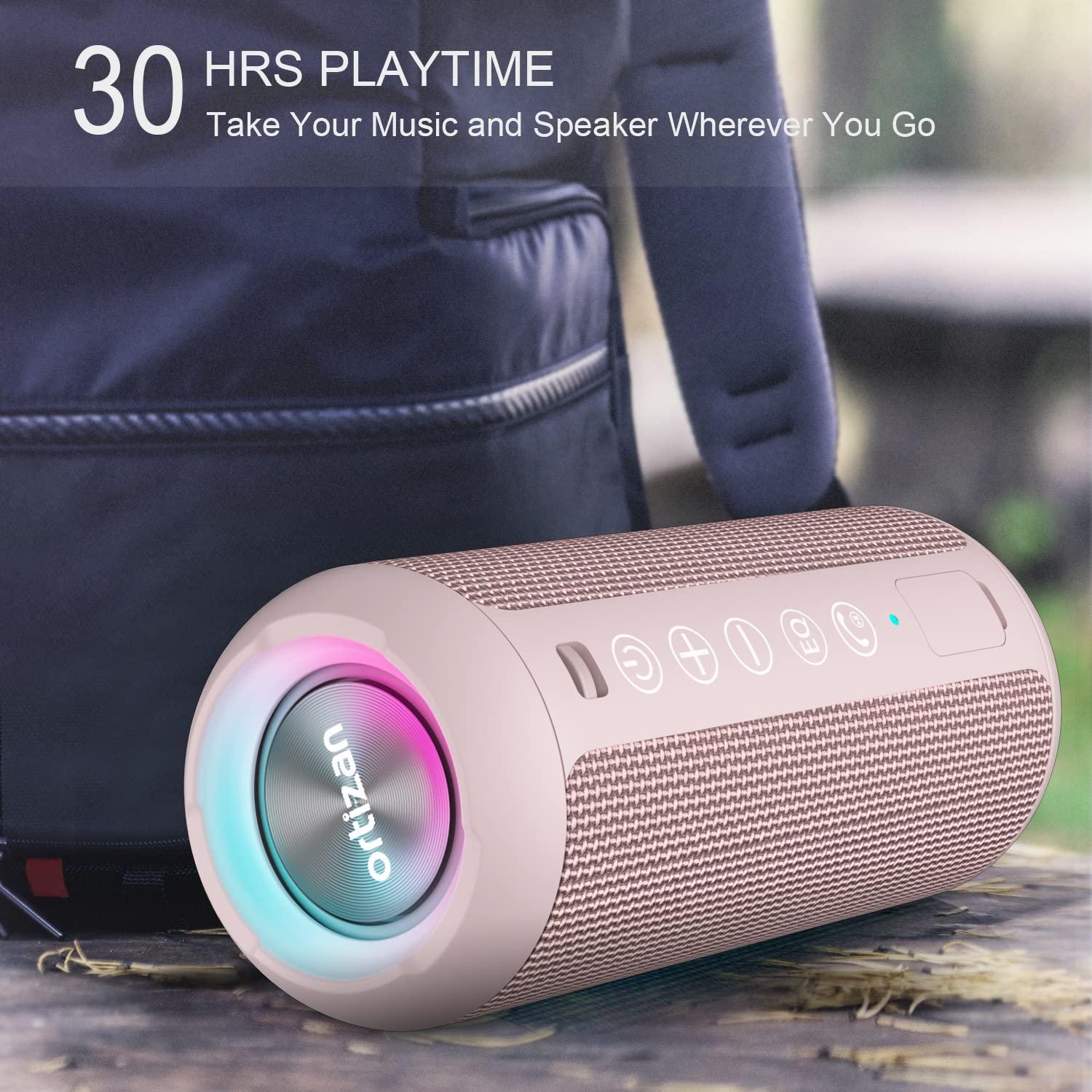 Ortizan Ortizan Portable Bluetooth Speakers, IPX7 Waterproof Wireless Speaker with 24W Loud Stereo Sound, Deep Bass, Bluetooth 5.3, RGB Lights, Dual Pairing, 30H Playtime for Home, Outdoor, Party