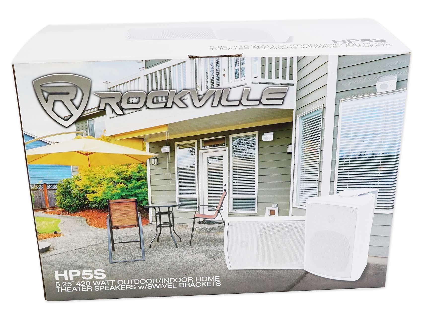 Rockville Rockville Pair HP5S 5.25\" Outdoor/Indoor Home Theater Speakers w/Swivel Bracket, White