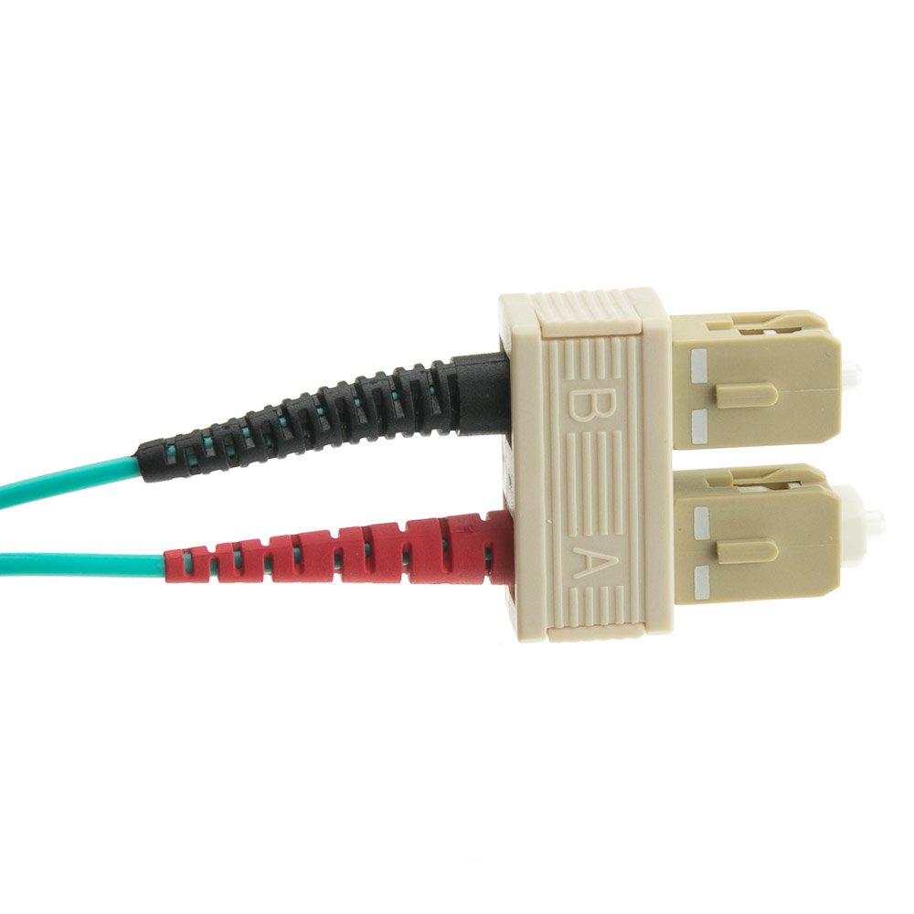CableWholesale Cable Wholesale 10 Gigabit Aqua Fiber Optic Cable LC/SC Multimode Duplex 50/125 7 Meter 22.9 Foot