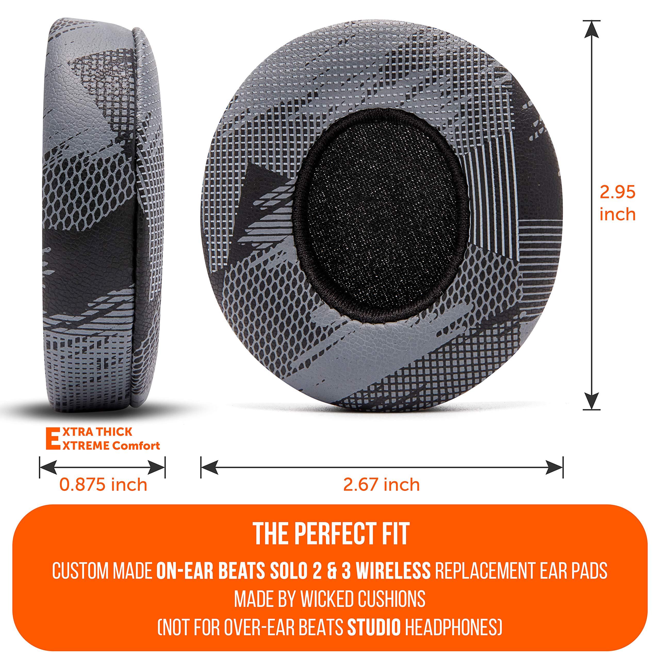 WC WC Extra Thick Replacement Earpads for Beats Solo 2 & 3 by Wicked Cushions - Ear Pads for Beats Solo 2 & 3 Wireless ON-Ear Headphones - Soft Leather, Luxury Memory Foam, Strong Adhesive | Anthracite