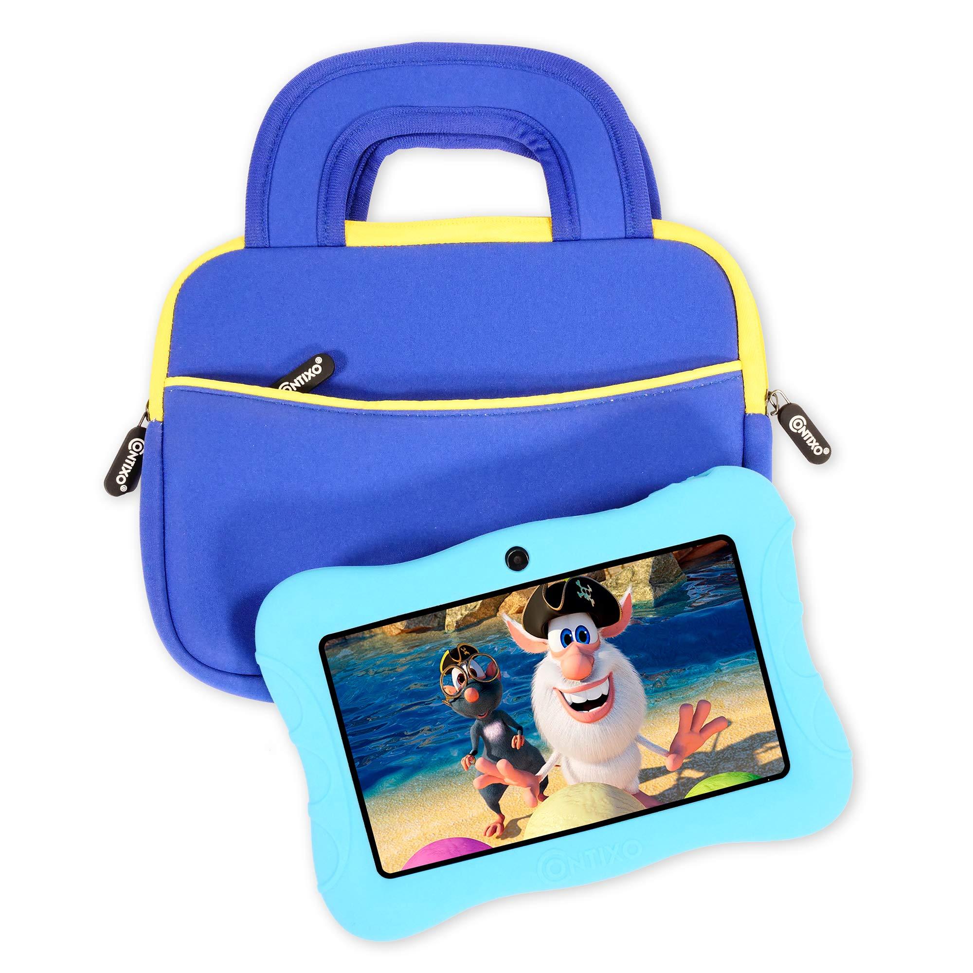 Contixo Contixo K103A Kids Learning Tablet & TB02 10" Protective Sleeve Bag, Toddler Tablet with 80 Disney Storybooks Pre-Installed, Parental Control, Shockproof & Water-Resistant Carrying Case, Blue