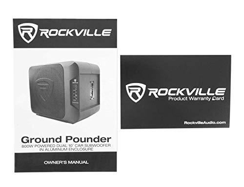 Rockville Rockville Ground Pounder 800 Watt Powered Dual 10" Loaded Car Subwoofer+Amp Kit