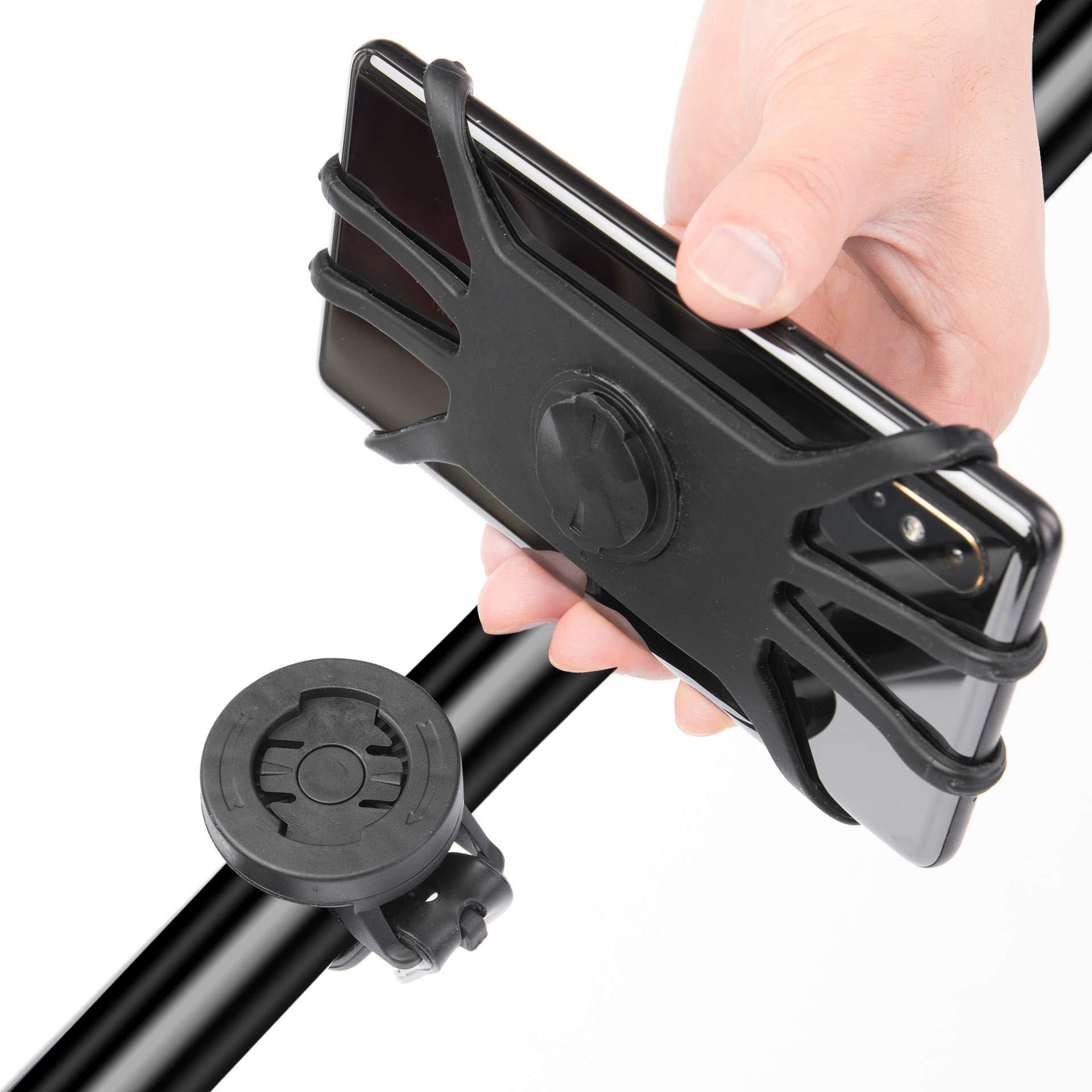 Teague MTB Phone Mount, Garmin Handlebar Mount Silicone Phone Holder for iPhone/Samsung/Galaxy/LG and Compatible with All Garmin Bike GPS Mount