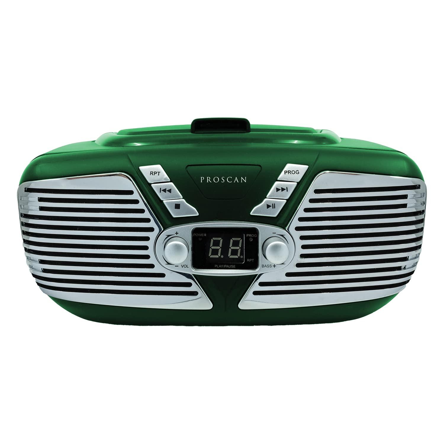 SYLVANIA Proscan PRCD211-GREEN Retro Portable CD Radio Boombox with AM/FM Radio (Green)