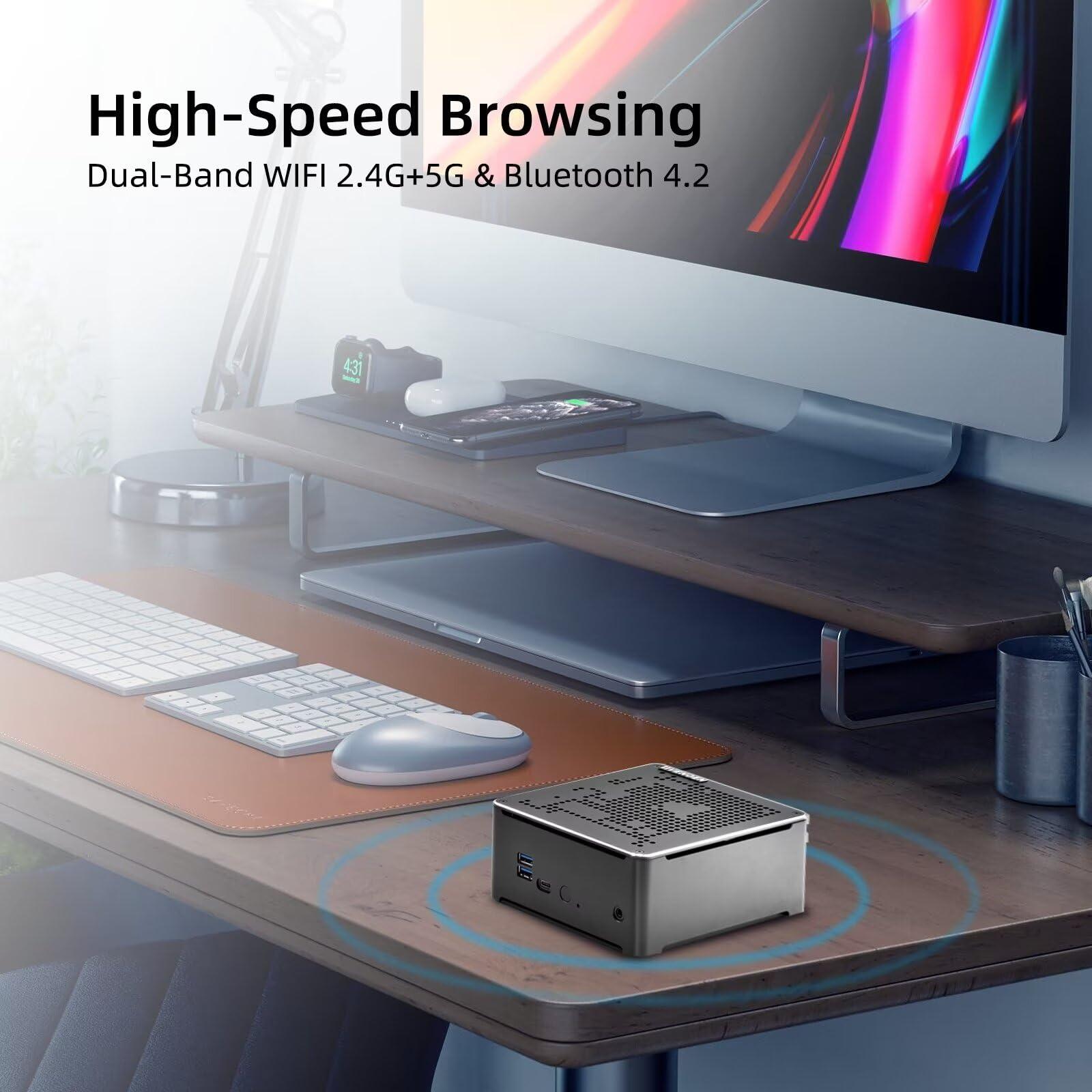 VENOEN 10th Fan Mini PC Core i7 10750H, Windows 11, 16GB DDR4 RAM 1TB SSD, 4K 60HZ, HD2.0, DP, Type C, i219 RJ45 LAN, WiFi 9260AC, BT5.0, 19V Small Computer, VESA Mount, DIN Rail Mount, Wake on Power