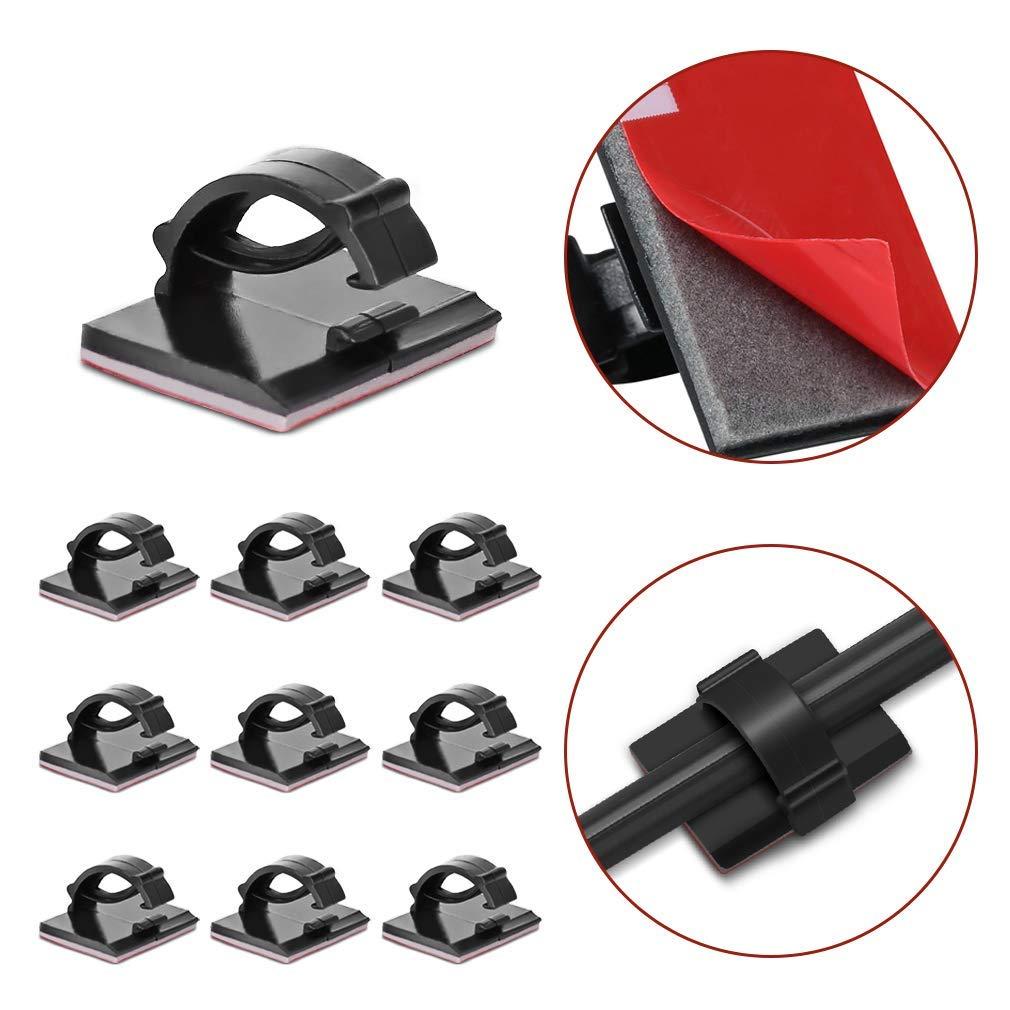 EtoBesy Cable Clips Adhesive Cord Organizer, Management 3M Cable Ties Wire Clips Organizer Cable Clamp Holders for Desk Car Tables PC Laptop TV Home Office Walls (0.75\"x0.6\", 30pcs, Black)