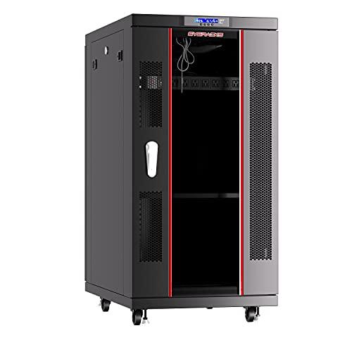 Sysracks Sysracks 22U Server Cabinet 39-inch deep Server Rack Locking Network Cabinet with Thermocontroller, LCD-Screen, 4 Fans, Power Strip, Shelf, Wheels, Dust-Tight Cable Entries and Other Accessories