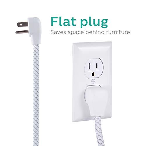PHILIPS Philips 6-Outlet Surge Protector Power Strip, Designer Braided Power Cord, 10 Ft Power Cord, Flat Plug Extension Cord, Perfect for Office or Home Décor, 1080 Joules, ETL Listed, White, SPC3064WG/37