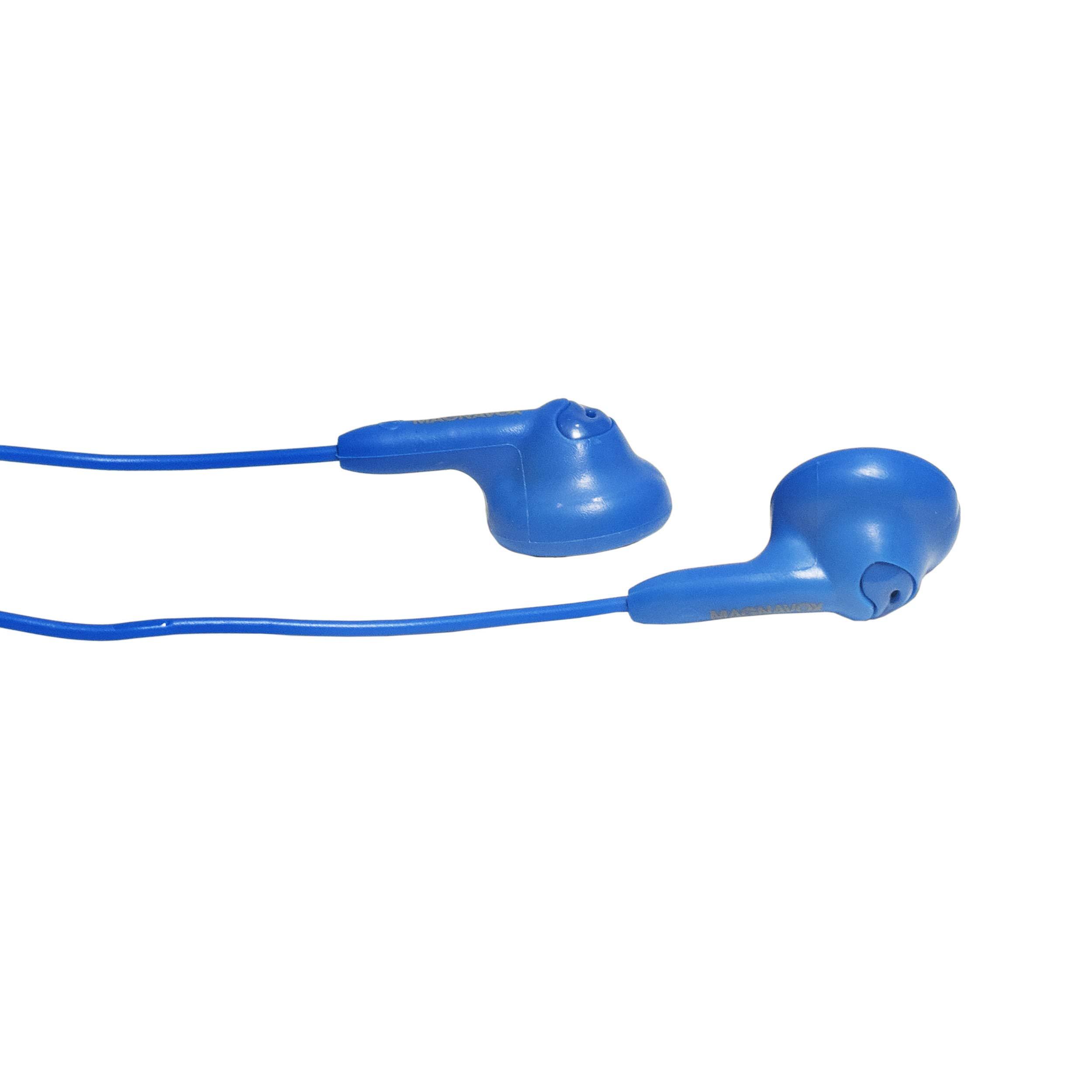 Magnavox Magnavox MHP4820M-BL Gummy Earbuds with Microphone in Blue | Available in Pink, Purple, White, Black, & Blue | Earbuds Gummy | Extra Value Comfort Stereo Earbuds | Durable Rubberized Cable |