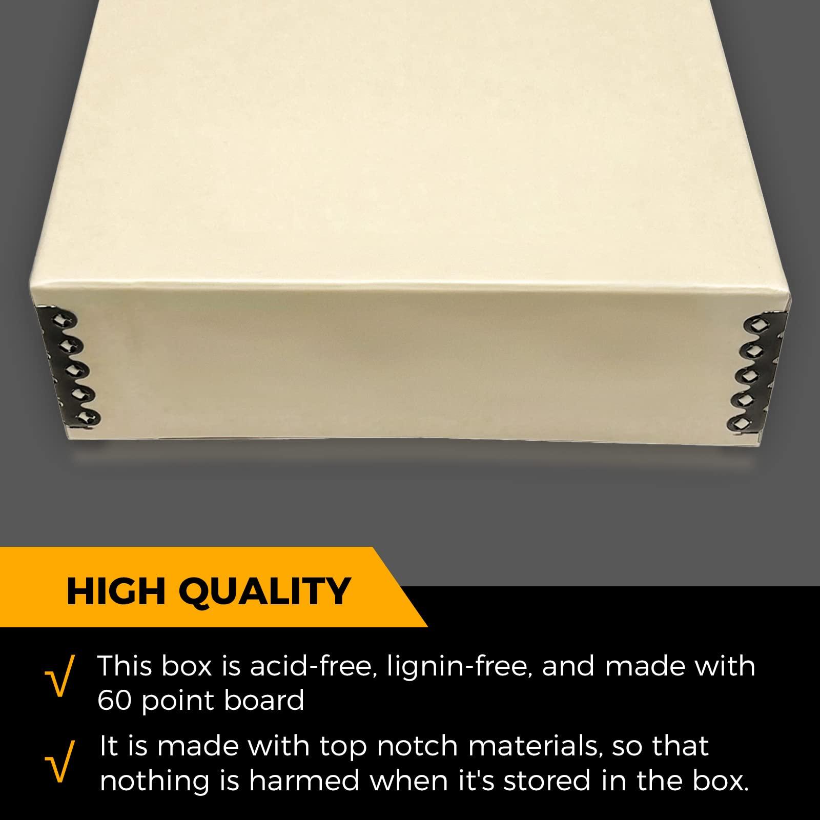 Golden State Art Golden State Art, Archival Storage Box, Acid-Free Drop Front Museum Box with Metal Edge for Storing Artwork Photos Documents Prints Arts and Crafts (Tan-8.75x10.75x3 Inches) Pack of 2