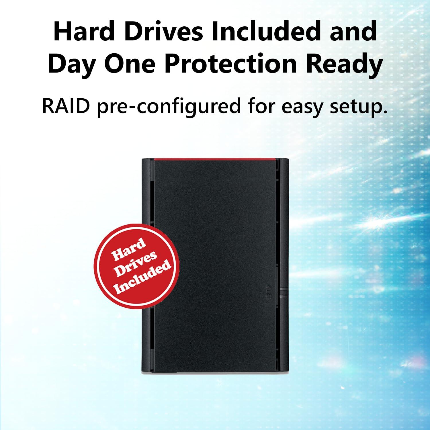 BUFFALO BUFFALO LinkStation 220 4TB 2-Bay NAS Network Attached Storage with HDD Hard Drives Included NAS Storage That Works as Home Cloud or Network Storage Device for Home