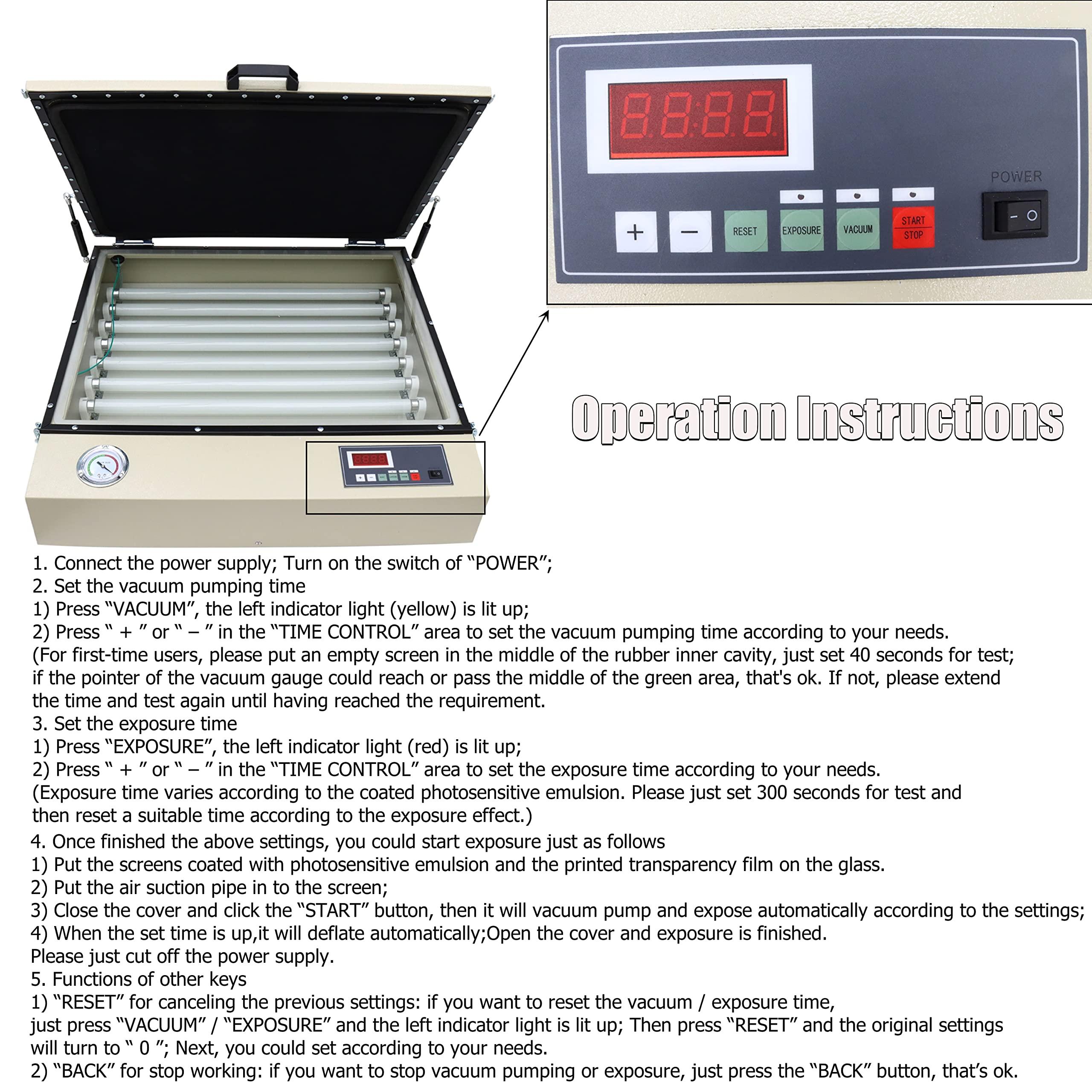 HayWHNKN HayWHNKN Vacuum UV Exposure Unit LED 23.6 * 27.6inch Exposure Area for Screen Printing Exposure with Digital Timer