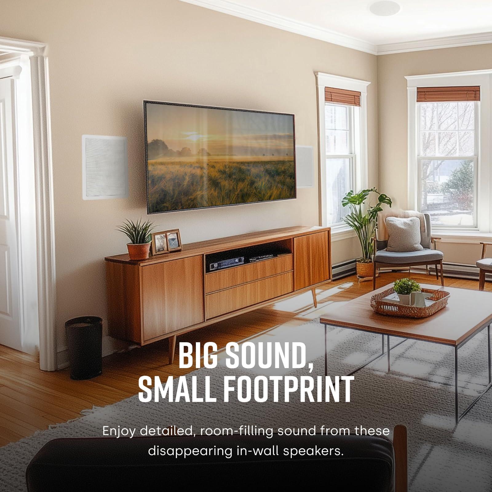 Polk Audio Polk Audio RC85i 2-Way Premium in-Wall 8\" Speakers (Pair) | Perfect for Damp and Humid Indoor/Outdoor Placement (White, Paintable Grille)(Pack of 2)