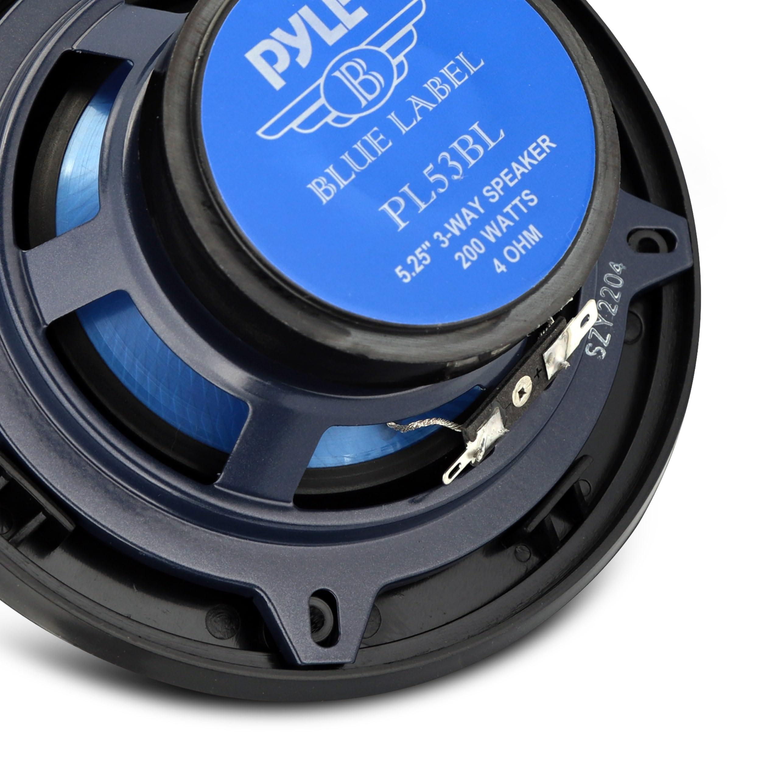 Pyle Pyle 4'' x 6'' Three Way Sound Speaker System - Pro Mid Range Triaxial Loud Audio 240 Watt per Pair w/ 4 Ohm Impedance and 3/4'' Piezo Tweeter for Car Component Stereo PL463BL