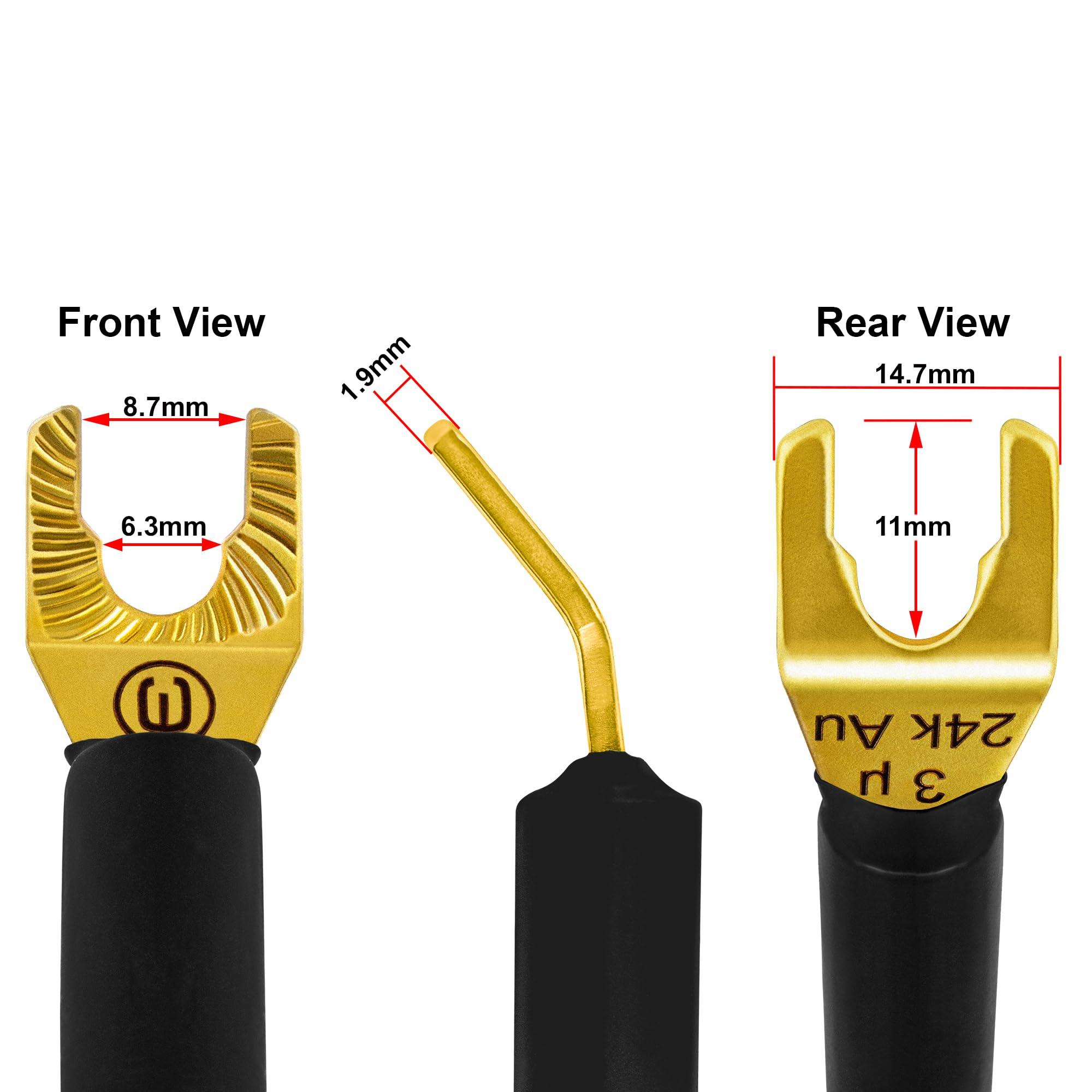 WORLDS BEST CABLES WORLDS BEST CABLES 8 Foot Ultimate - 9 AWG - Ultra-Pure OFC Extra Premium Audiophile HiFi Bi-Amp Speaker Cable Pair with Eminence Spade Plugs & Carbon Tweed Jacket