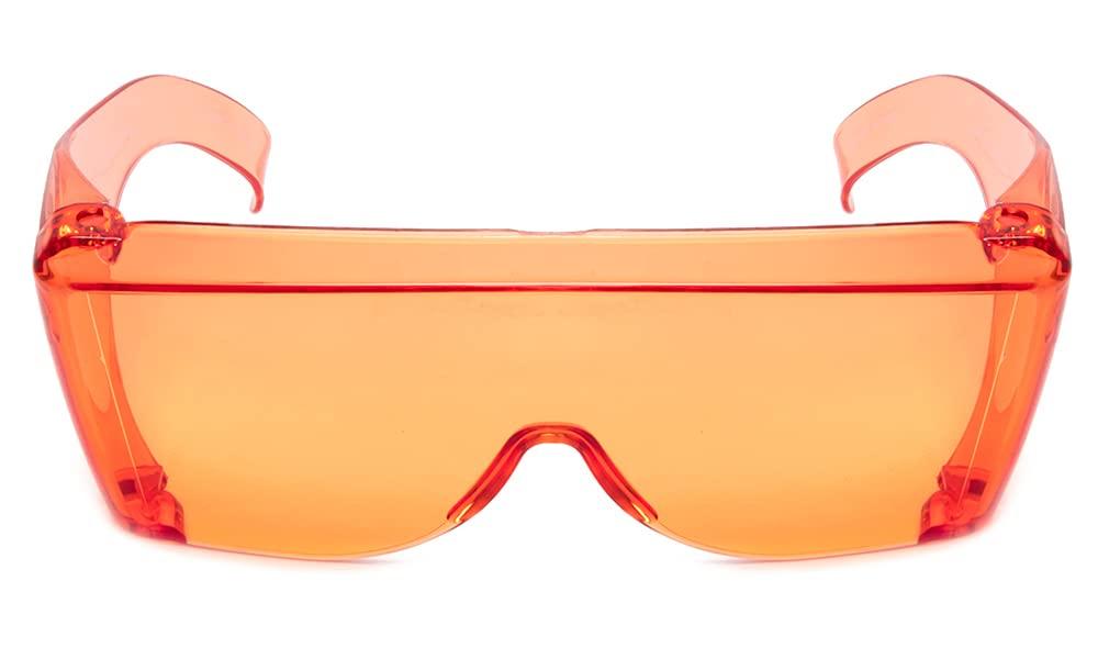 Calabria Calabria 3000 Large Fit Over Safety Glasses Fitover Prescription Eyewear Orange Men Women Wrap Around Anti Fog Scratch Glare