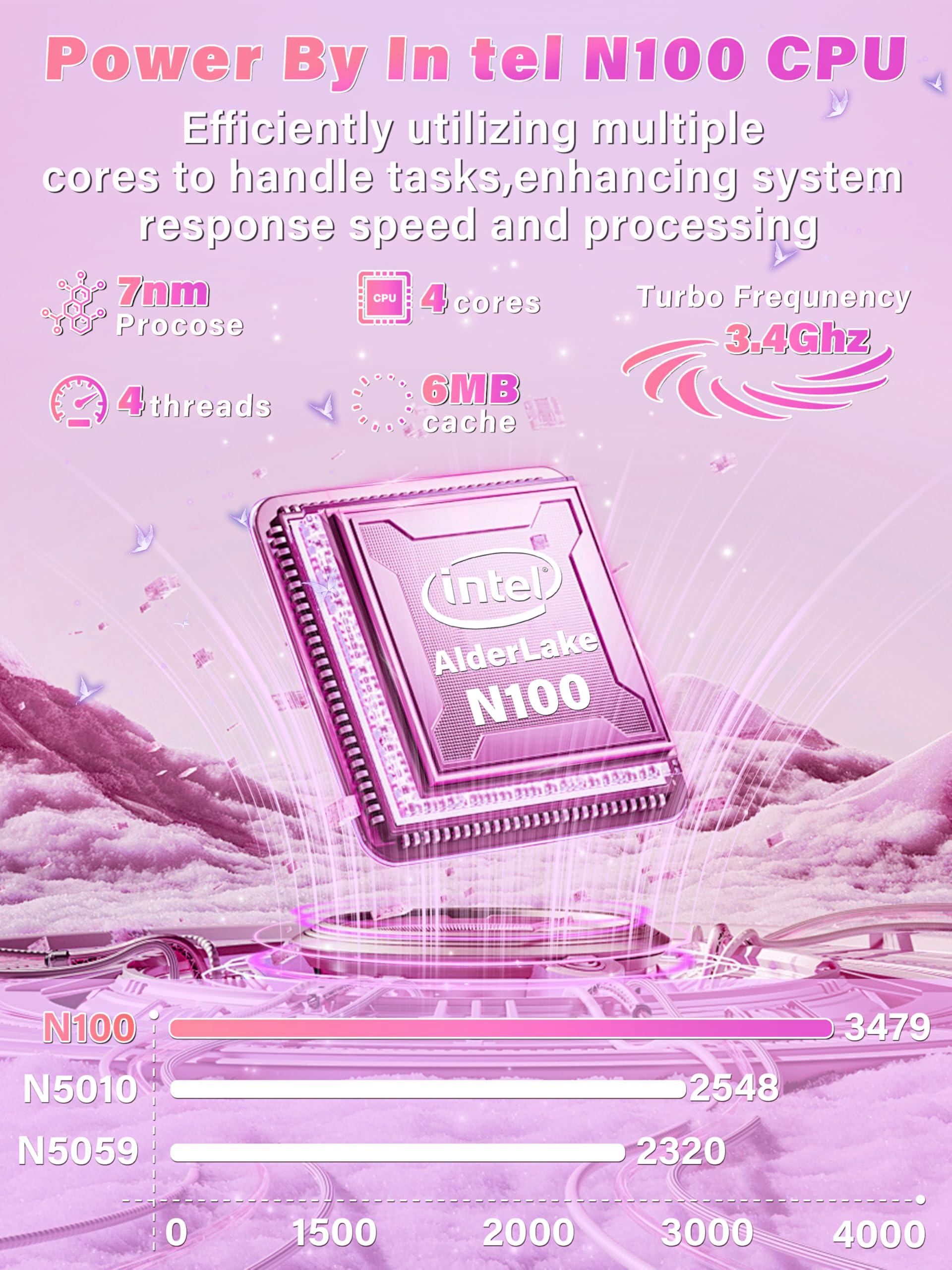 Svikou Svikou 11\" Touchscreen 2-in-1 Convertible Pink Laptop for Business&Students, in tel N100 CPU,16G DDR4 RAM,512G SSD,FHD 1920 * 1200 IPS,Win 11 Pro PC,Backlit Keyboard, WiFi, Type-C,HDMI, Oval Trackpad