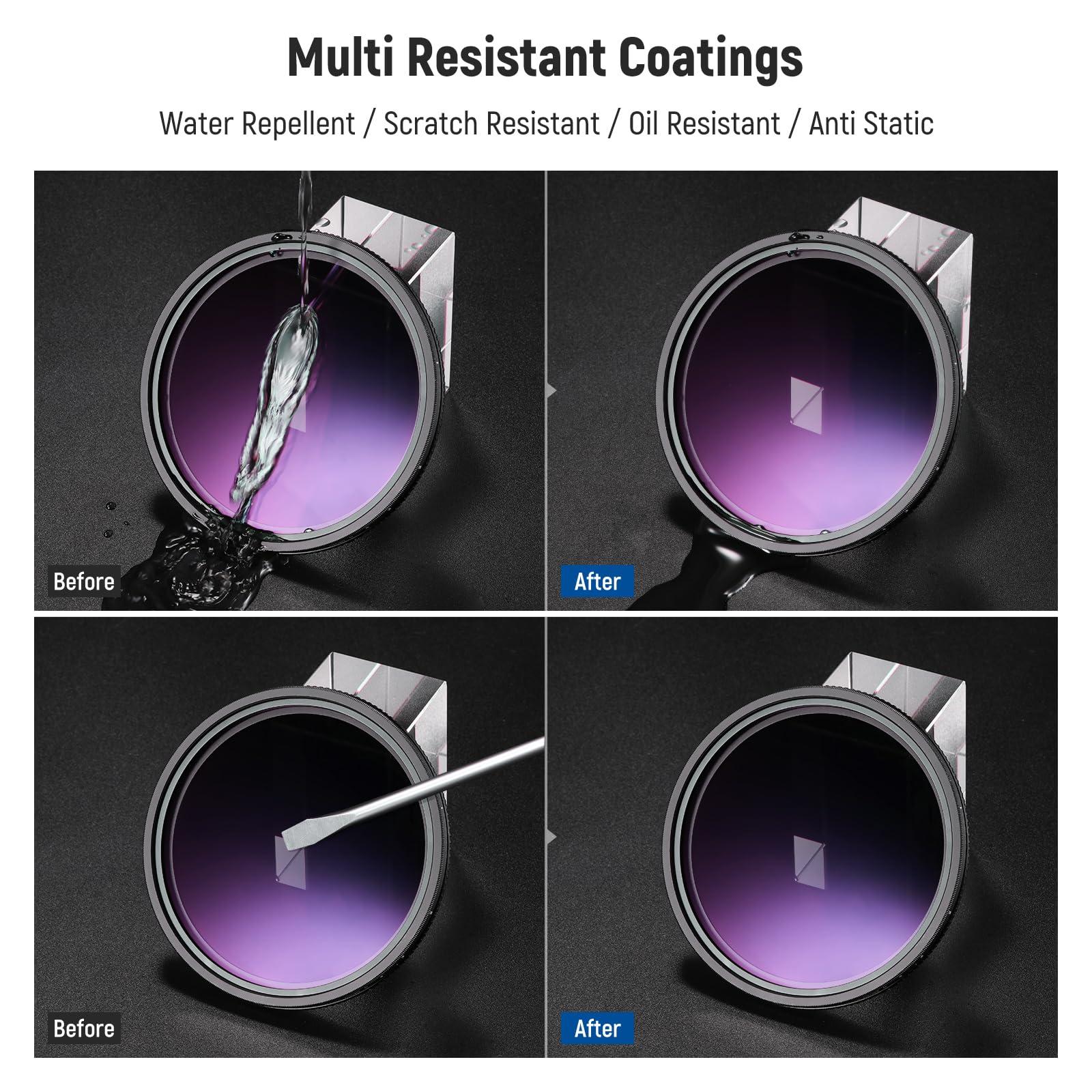 NEEWER NEEWER 62mm True Colors Hard Stop Variable ND Filter ND2-32 (1-5 Stops) Limited Neutral Density Filter, Multi Coated HD Optical Glass/No X Cross/Aluminum Frame/Water/Scratch/Fingerprint Resistant