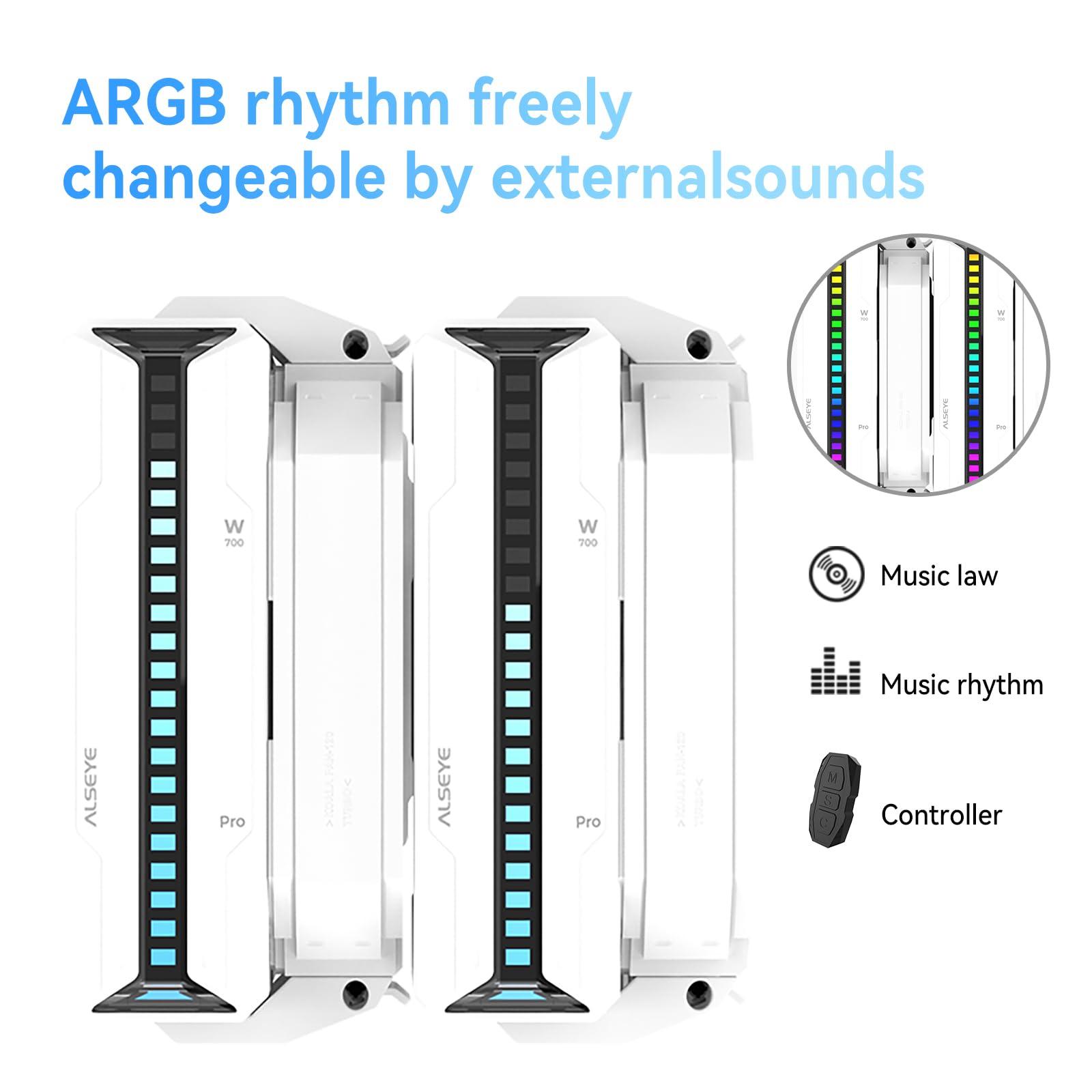 ALSEYE ALSEYE W700 Pro CPU Cooler Dual-Tower 290W TDP PWM 7 Heat Pipes Copper Bottom Air Cooler ARGB Voice-Activated Synchronized Rhythm Light Cover Koala Fans LGA1700/1200/2011/2066 AM5/AM4 (Black) (White)