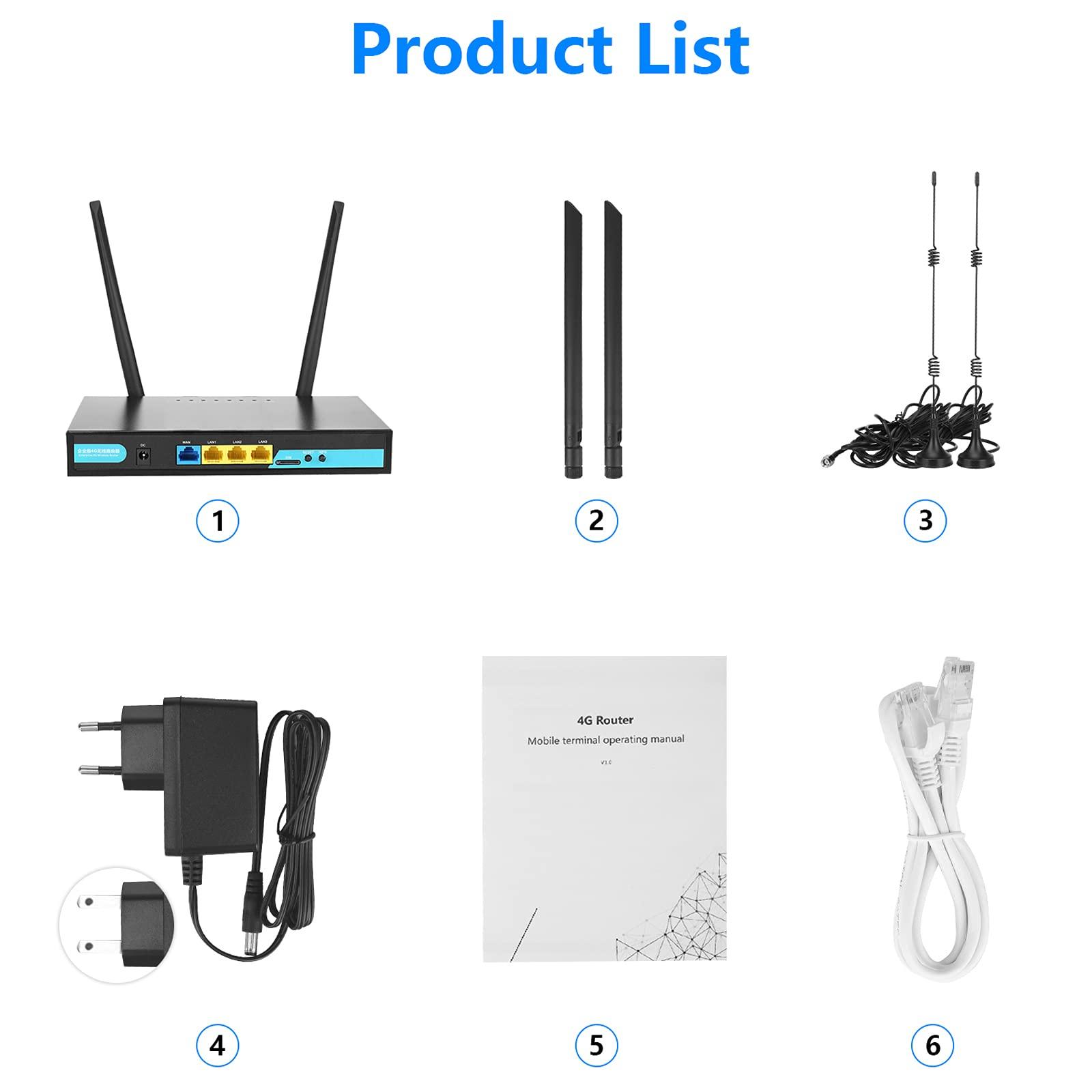 KuWFi KuWFi 4G LTE Router with SIM Card Slot, Unlocked 4G WiFi Router with External Antennas, Industrial Wireless CPE Internet Routers for Home/Office, Work with AT&T and T-Mobile