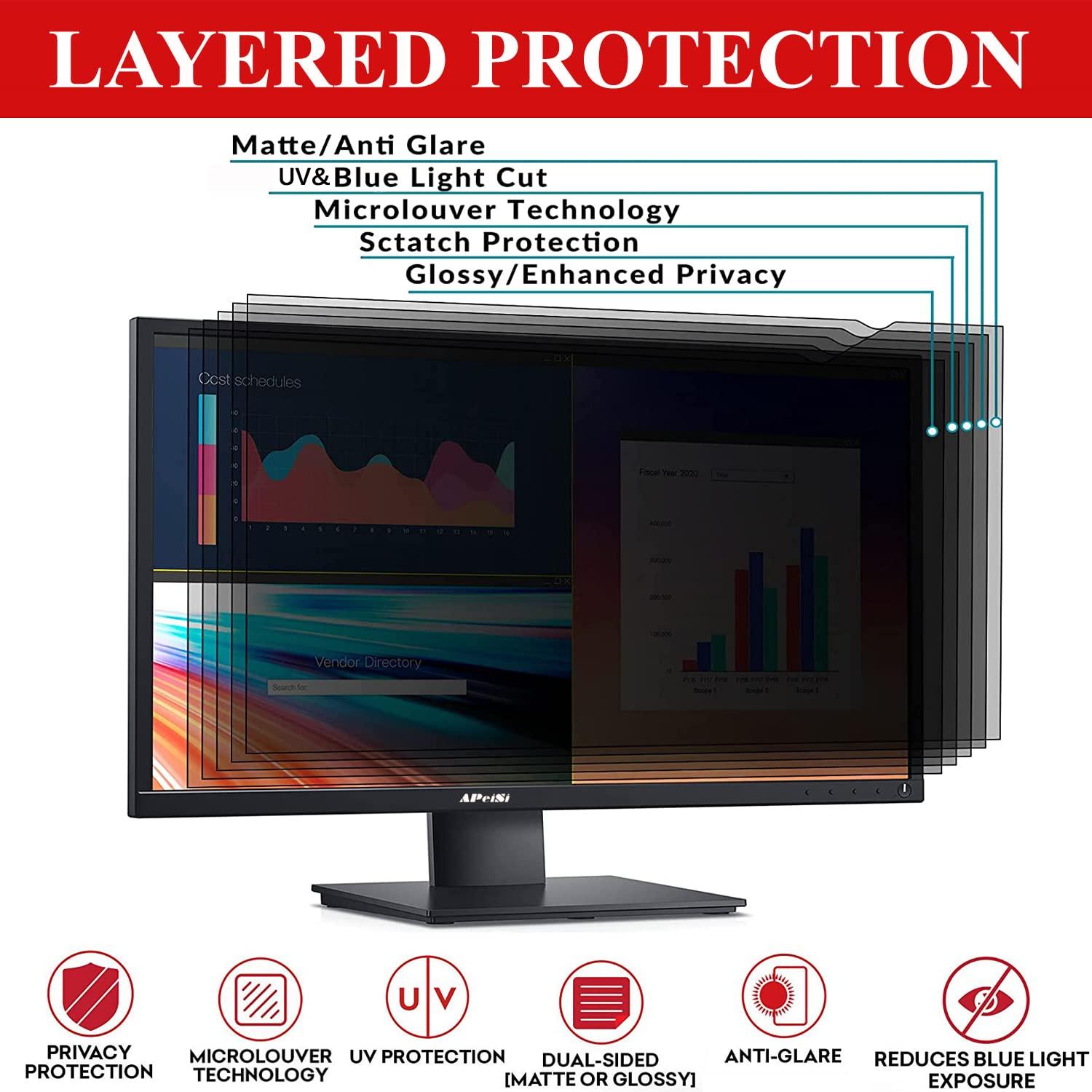 APeiSi 40 Inch Privacy Screen Filter for Computer Widescreen 16:9 TV Monitor - Privacy Shield,Anti-Glare and Anti-Blue light Protector