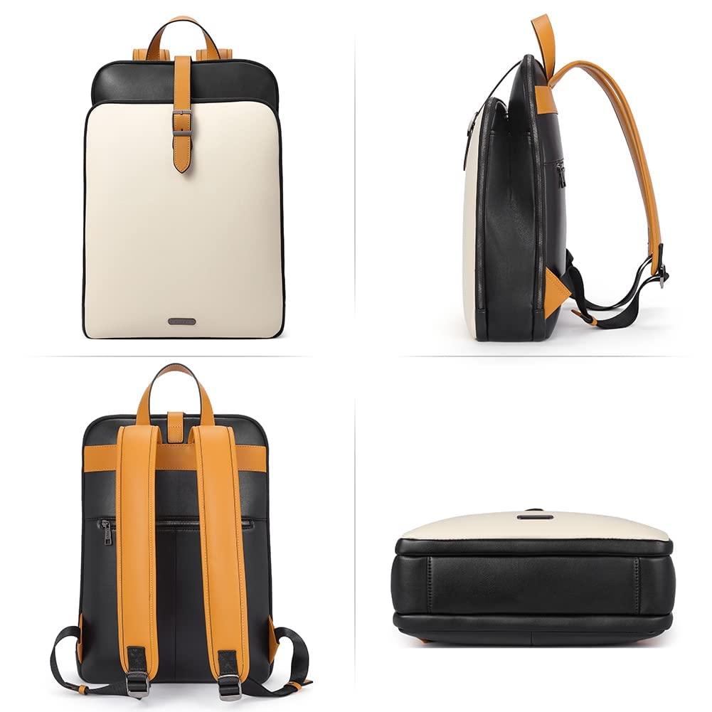 CLUCI CLUCI Leather Backpack for Women, 15.6 inch Laptop Bag, Large Genuine Work Backpack Travel Back