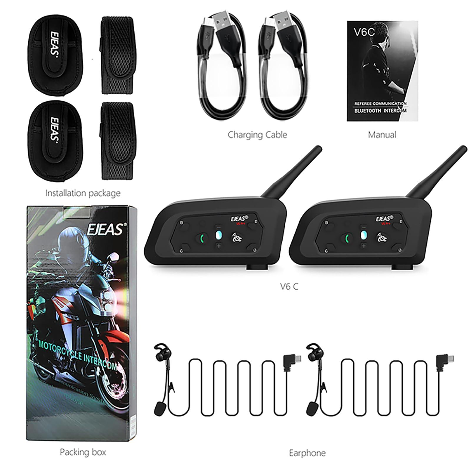 EJEAS EJEAS V6C Referee Bluetooth Intercom, 2-Way 1200M Professional Referee Headset Communication System with Armband and Earpiece for Football and Handball Sports (2PCS)