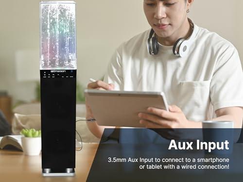 Emerson Emerson EHS-2001 Dancing Water Light Tower Speaker System with Bluetooth and FM Radio, Floor-Standing Wireless Speaker with LED Water Fountain Light Show, Crystal Clear Sound, Bluetooth Streaming