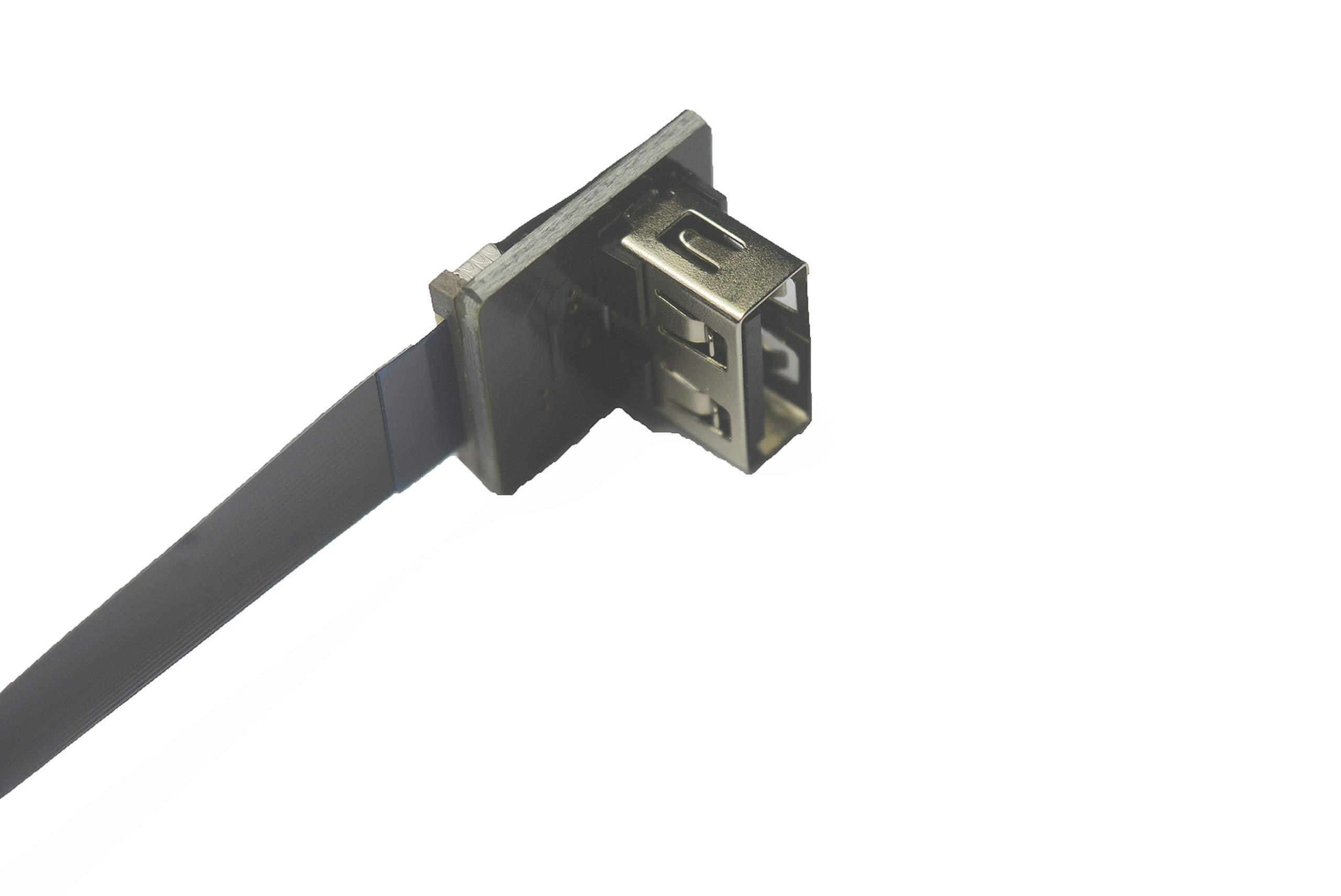 Permanent Short Flat Slim Thin Cable Micro USB 90 Degree Male Angle to Standard USB A Female 90 Degree up Angled Receptacle for sync and Charging Black (5CM, 1.95"-Micro Male-Standard Female)