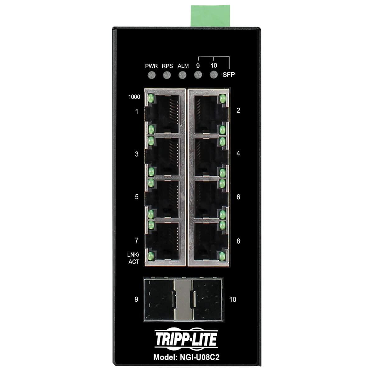 Tripp Lite Tripp Lite Industrial 8 Port Ethernet Network Switch 10/100 Mbps -40 to 167F Temperature Range Unmanaged TAA Compliant DIN Mount (NGI-U08C2)