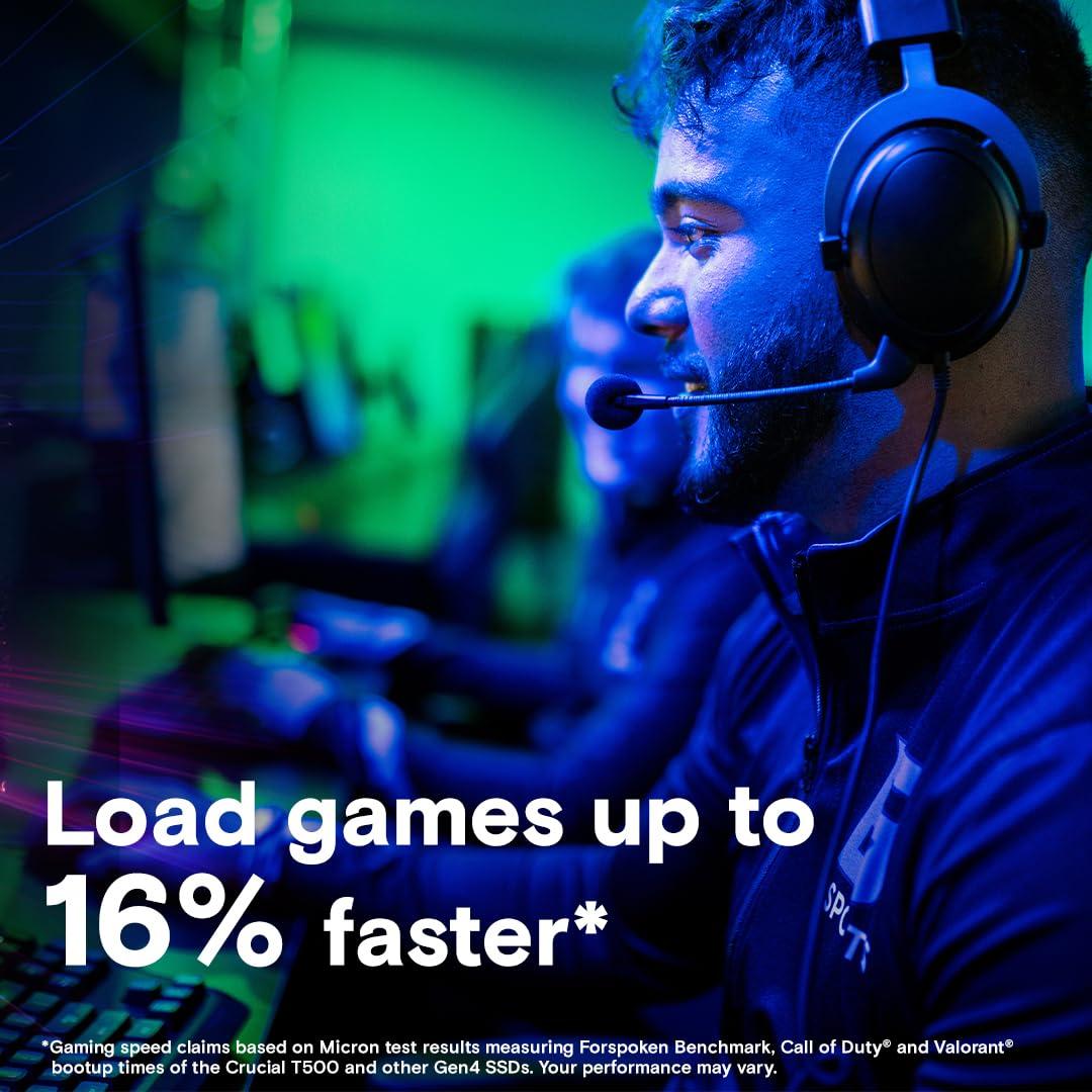 Crucial Crucial T500 500GB Gen4 NVMe M.2 Internal Gaming SSD, Up to 7200MB/s, Laptop & Desktop Compatible + 1mo Adobe CC All Apps - CT500T500SSD8