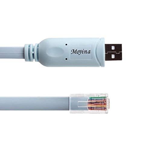 Moyina USB Console Cable USB to RJ45 Cable Essential Accesory of Cisco, NETGEAR, Ubiquity, LINKSYS, TP-Link Routers/Switches for Laptops in Windows, Mac, Linux (Blue)