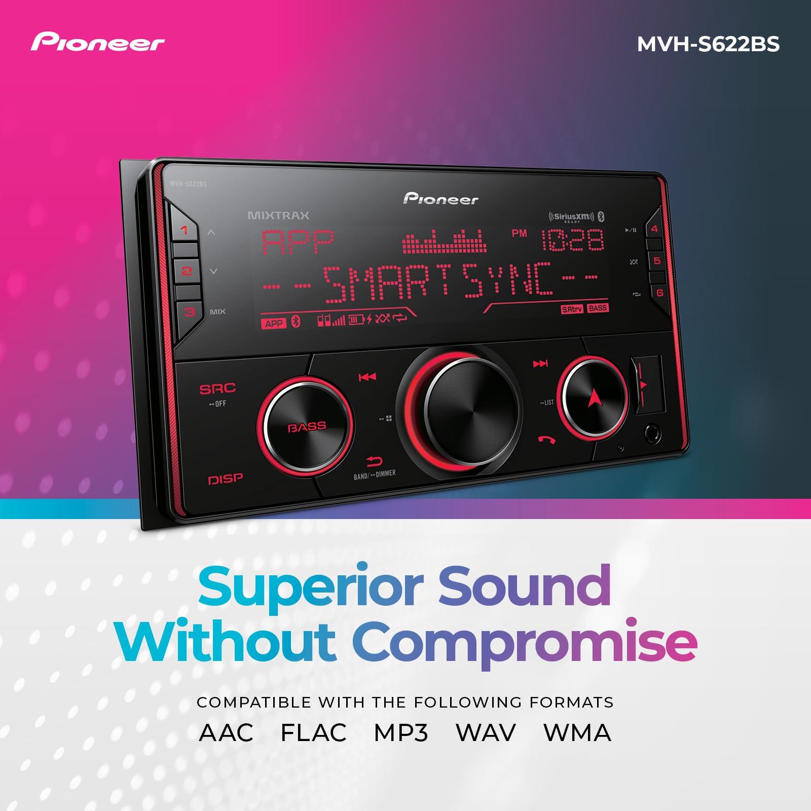 PIONEER Pioneer MVH-S622BS Double Din Bluetooth Car Stereo with USB/AUX Inputs, Pioneer Smart Sync, and Hands-Free Calling for Enhanced In-Car Audio Experience