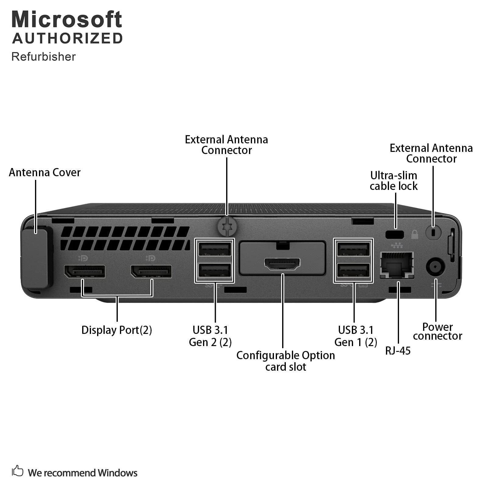 HP HP EliteDesk 800 G5 Mini Desktop PC Computer, 9th Gen Intel Core i5-9500T @3.7 GHz, 32GB RAM, 1TB SSD, HDMI, Displayport, USB Type-C, RJ-45/LAN, Windows 11 Pro (Renewed)