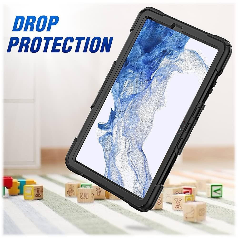 ZERODAMAGE SAHARA CASE SaharaCase - Defense Series Case Cover for Samsung Galaxy Tab S8 (2022) [Shockproof Bumper] Rugged Full Screen Protection Integrated Kickstand Antislip Cover - Black