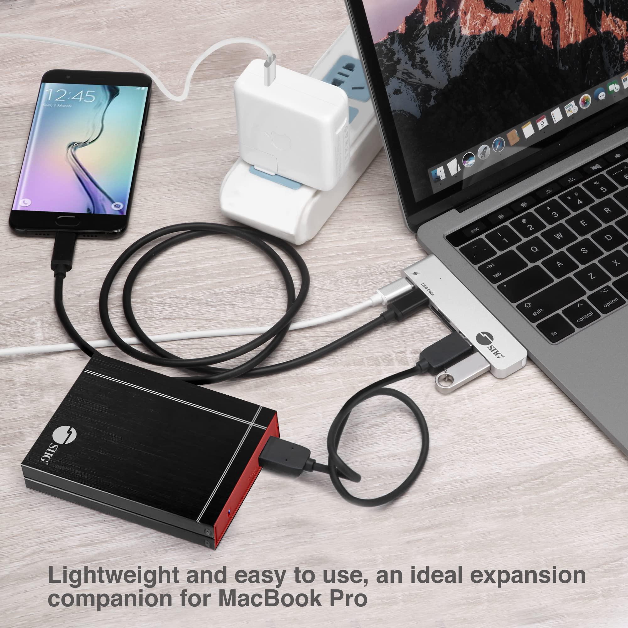 SIIG SIIG Thunderbolt 3 USB Type C Hub Adapter for 13\" or 15\" MacBook Pro - 5k Video Resolution, 40Gbps Data Speed - USB C Data Port, 2 USB 3.1, SD/Micro SD Card Reader Slot - Silver