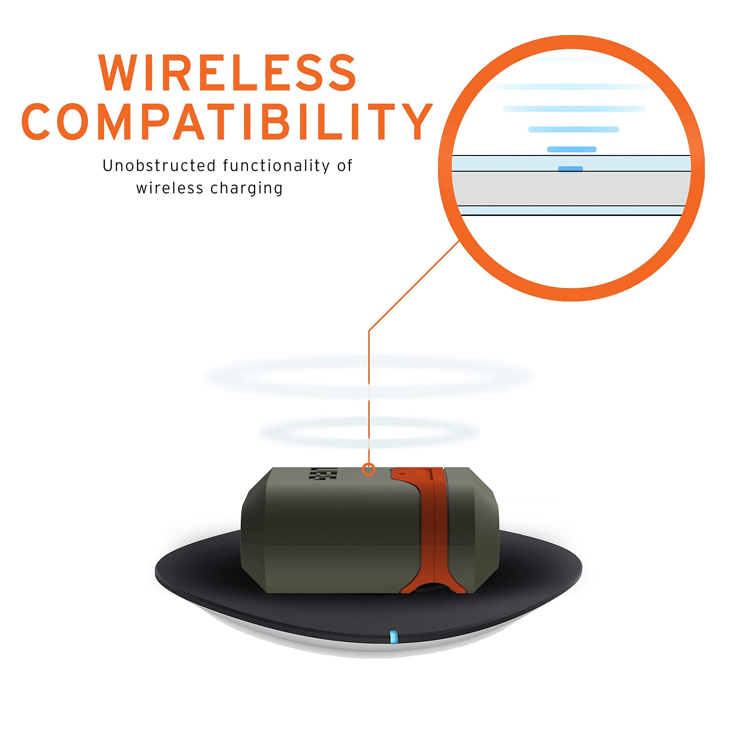 URBAN ARMOR GEAR URBAN ARMOR GEAR UAG Compatible with AirPods (1st & 2nd Gen) Case Full-Body Protective Soft-Touch Silicone Case with Detachable Carabiner, Standard Issue Hard Case_001, Olive/Orange