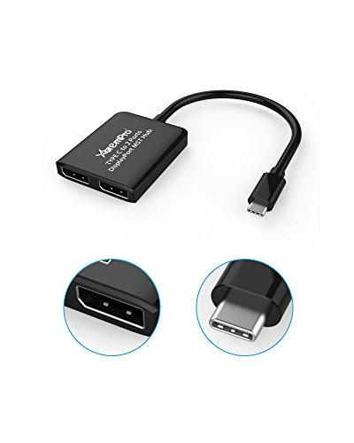 XtremPro XtremPro USB 3.1 Type C to 2 Display Port, Dual Monitor Splitter, Support Ultra HD 4K, 1080p, HDCP, MST Hub - Black (61075)