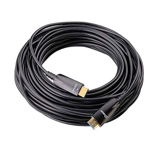 DTech DTech 100ft Fiber Optic HDMI Cable with 4K 60Hz 1080p HD Video 3D HDCP CEC High Speed Supported Compatible with Laptop Computer Monitor Projector TV DVD Player Gaming Console (100 Feet, Black)
