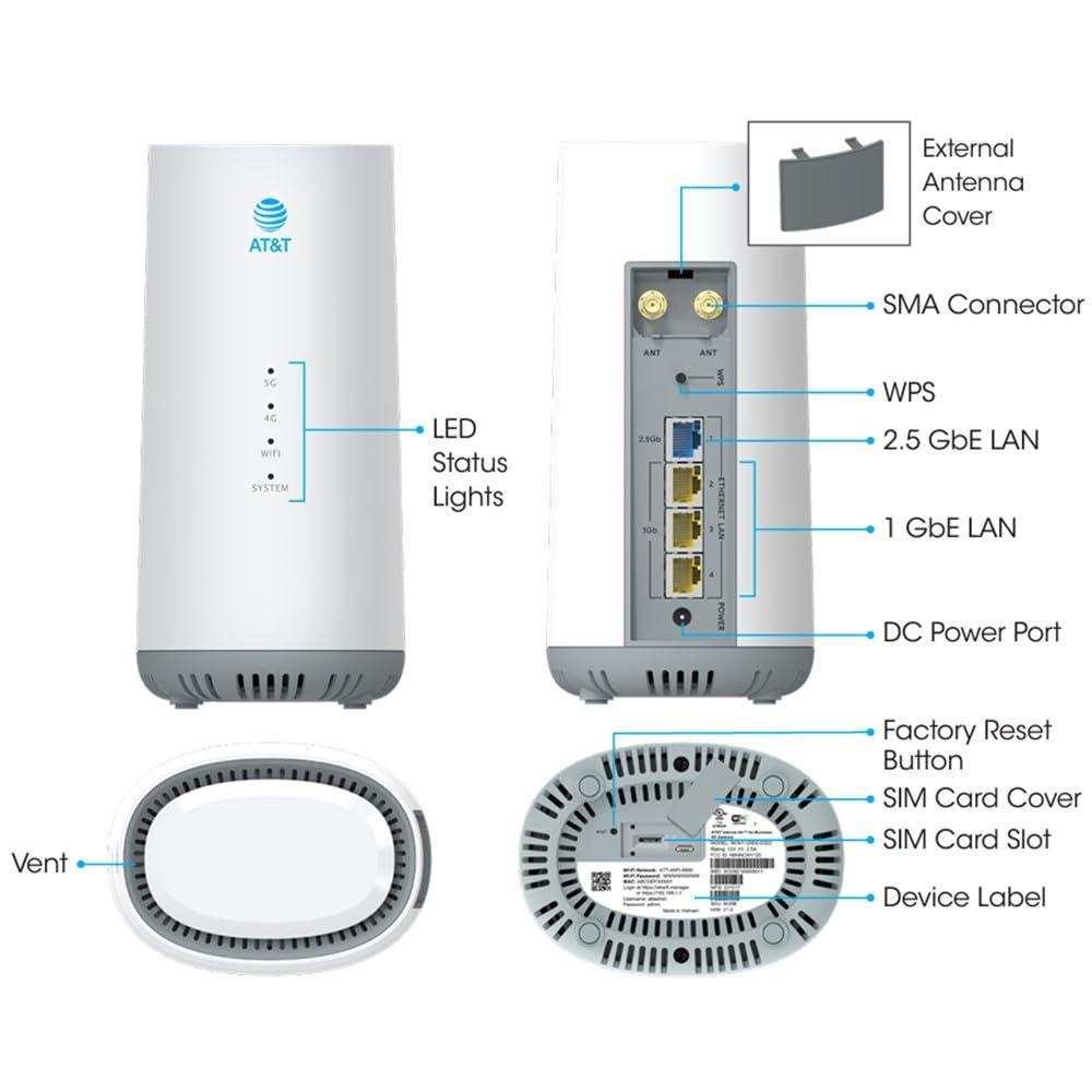 AT&T AT&T Internet Air 5G Gateway - High Speed 5G Hotspot for Business Internet (Only for AT&T Business Data Plans) NCM1120D2, White (Renewed)