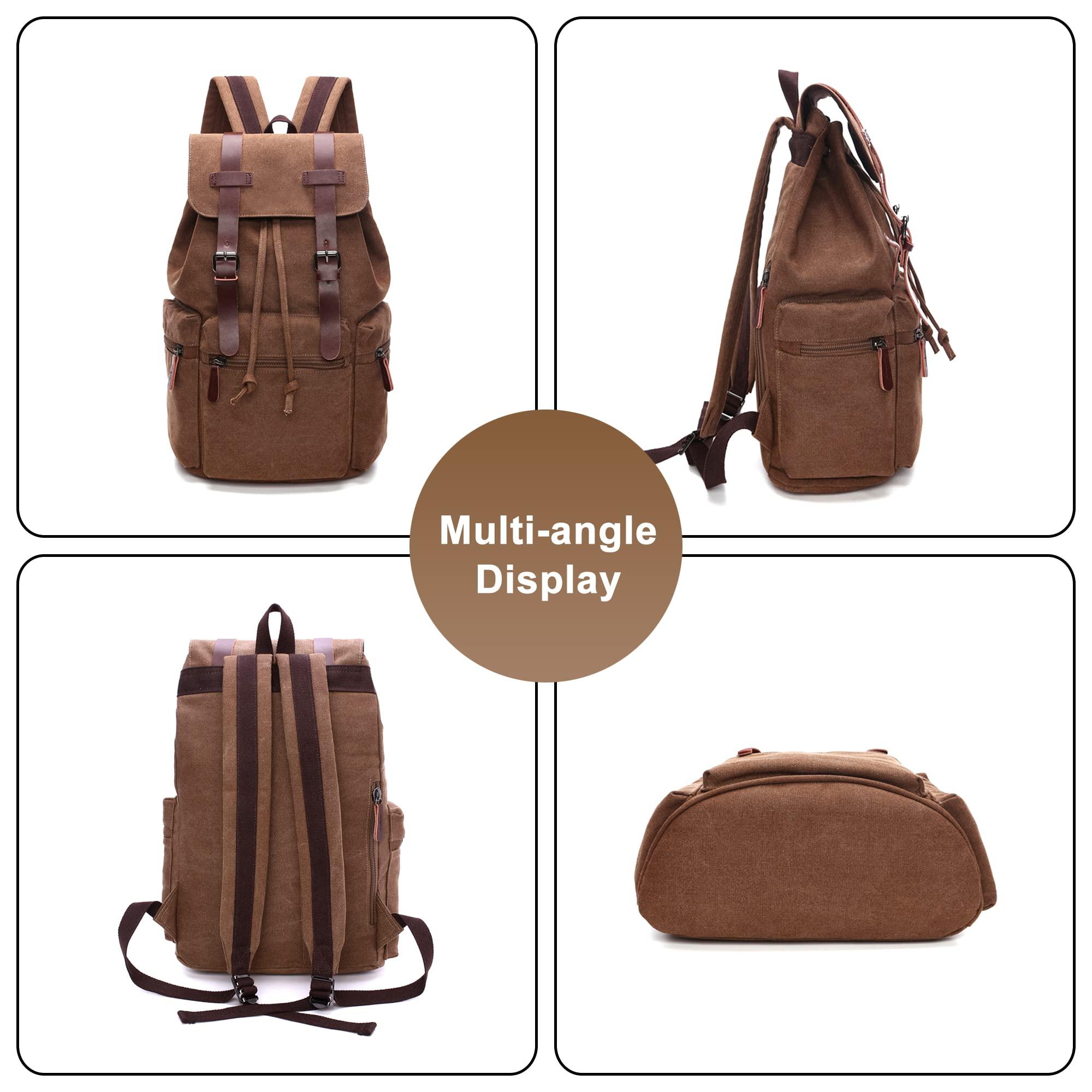 Lachero Men's 17 inch Laptop Backpack Large Capacity Vintage Business Canvas Travel Duffel Bags Weekender Overnight Bookbag (Blue)