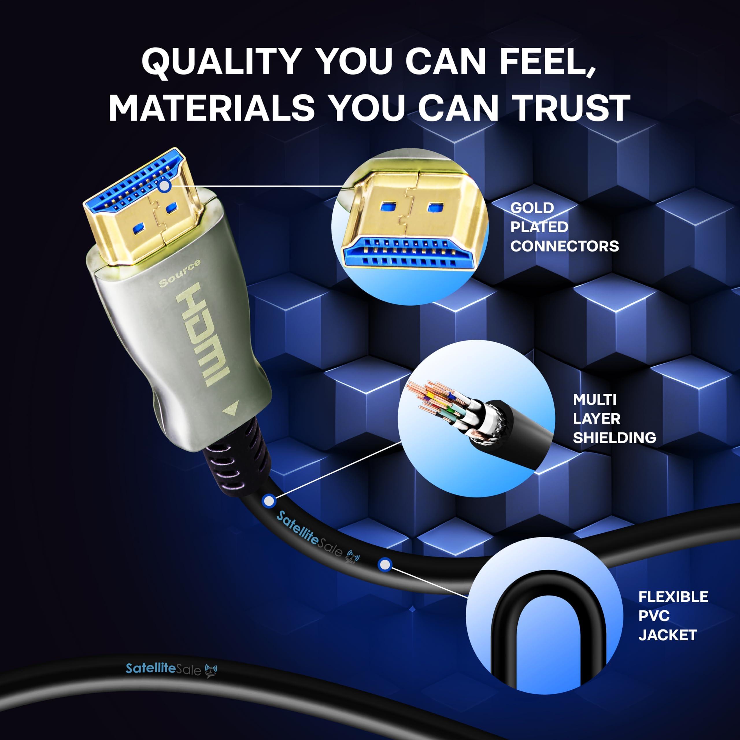 SatelliteSale SatelliteSale Digital High-Speed HDMI 2.0 Fiber Optic Cable 4K/60Hz 18Gbps Black 2160p Universal Wire PVC Cord 100 feet