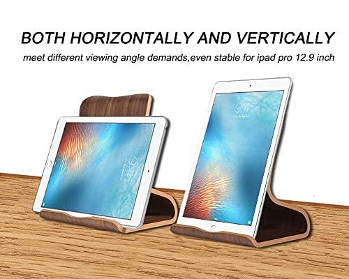 SAMDI SAMDI Wood Tablet Stand, Wooden iPad Holder: Desktop Stand Holder Dock for new iPad 2017 Pro 9.7, 10.5, Air mini 2 3 4, Kindle, Nexus, Accessories, Tab, E-reader, other Tablets(4-13 inch)-Black Walnut