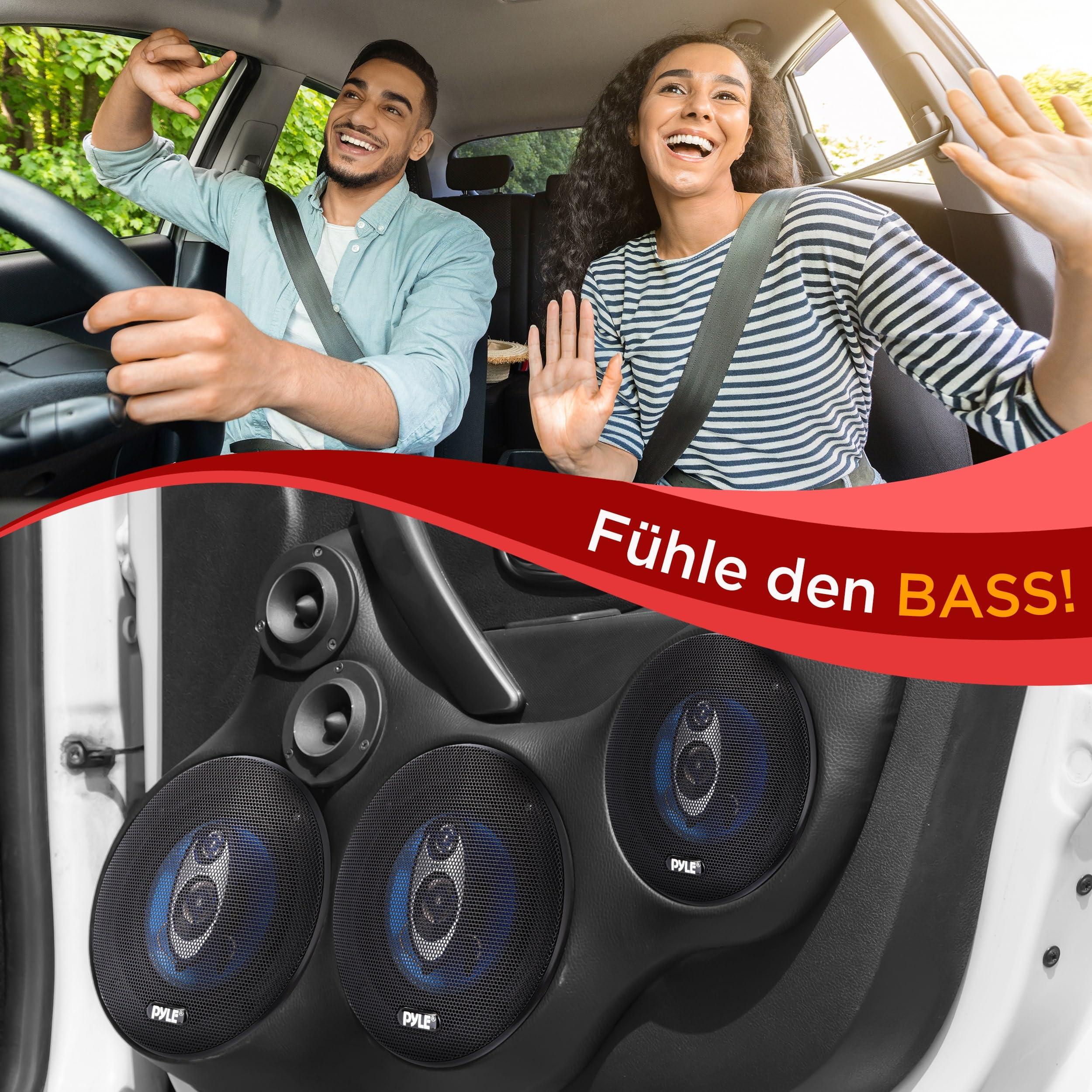 Pyle Pyle 4'' x 6'' Three Way Sound Speaker System - Pro Mid Range Triaxial Loud Audio 240 Watt per Pair w/ 4 Ohm Impedance and 3/4'' Piezo Tweeter for Car Component Stereo PL463BL