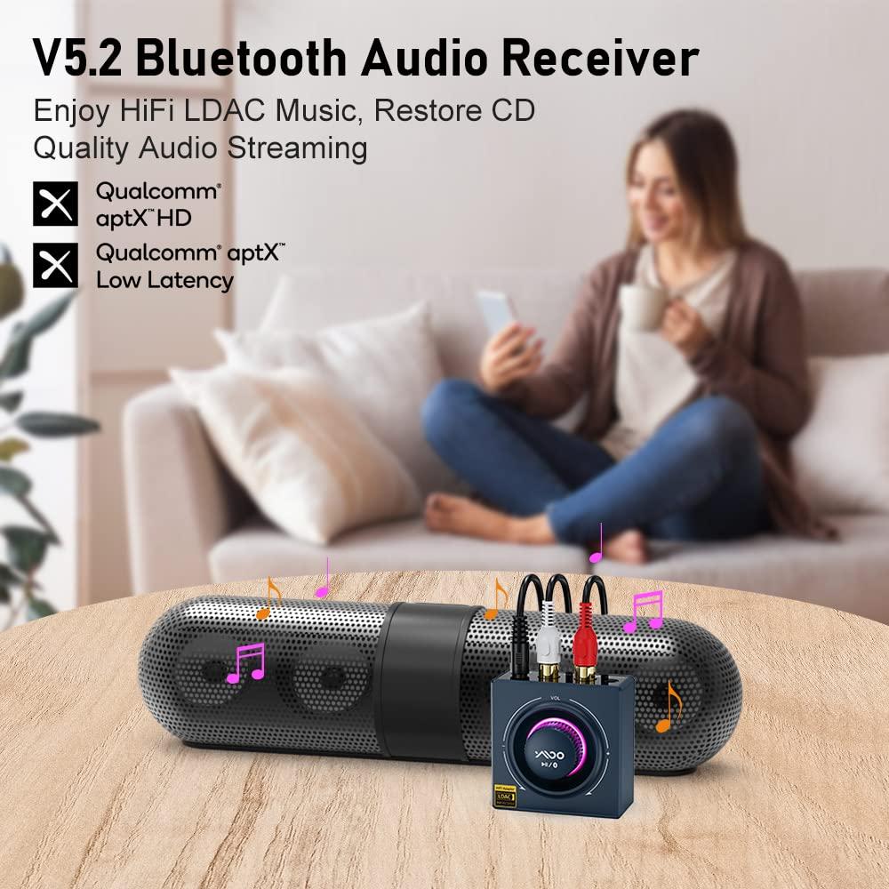 YMOO YMOO B06T3+ Bluetooth 5.2 Receiver,LDAC Aptx SBC AAC Bluetooth Audio Adapter for Home Stereo,30ms Low Latency, RCA 3.5mm Jack aux HiFi for Speaker/Older Stereo/Amplifier from Phone/Tablet/Laptop