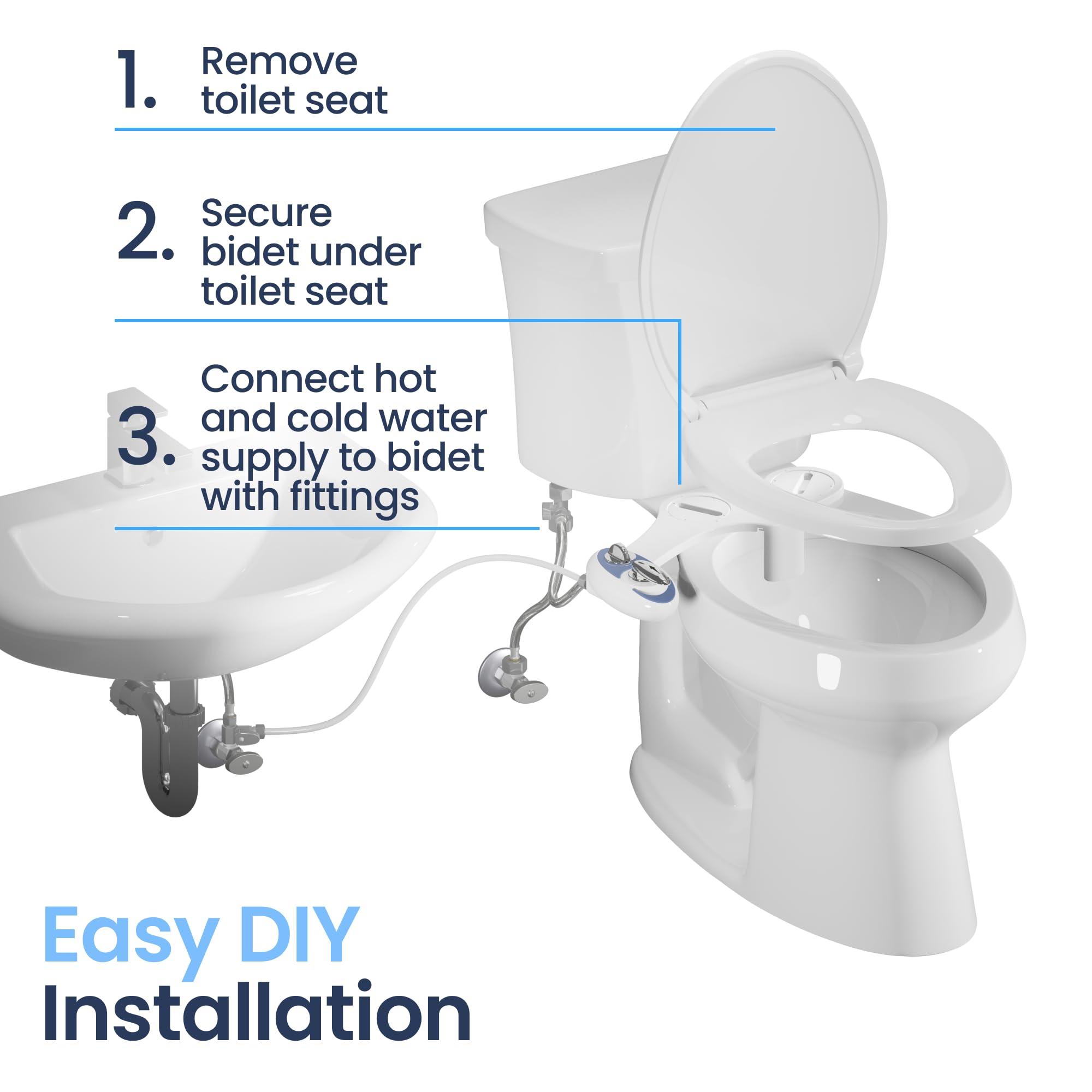 LUXE Bidet LUXE Bidet NEO 320 - Hot and Cold Water, Self-Cleaning, Dual Nozzle, Non-Electric Bidet Attachment for Toilet Seat, Adjustable Water Pressure, Rear and Feminine Wash, Lever Control (White)