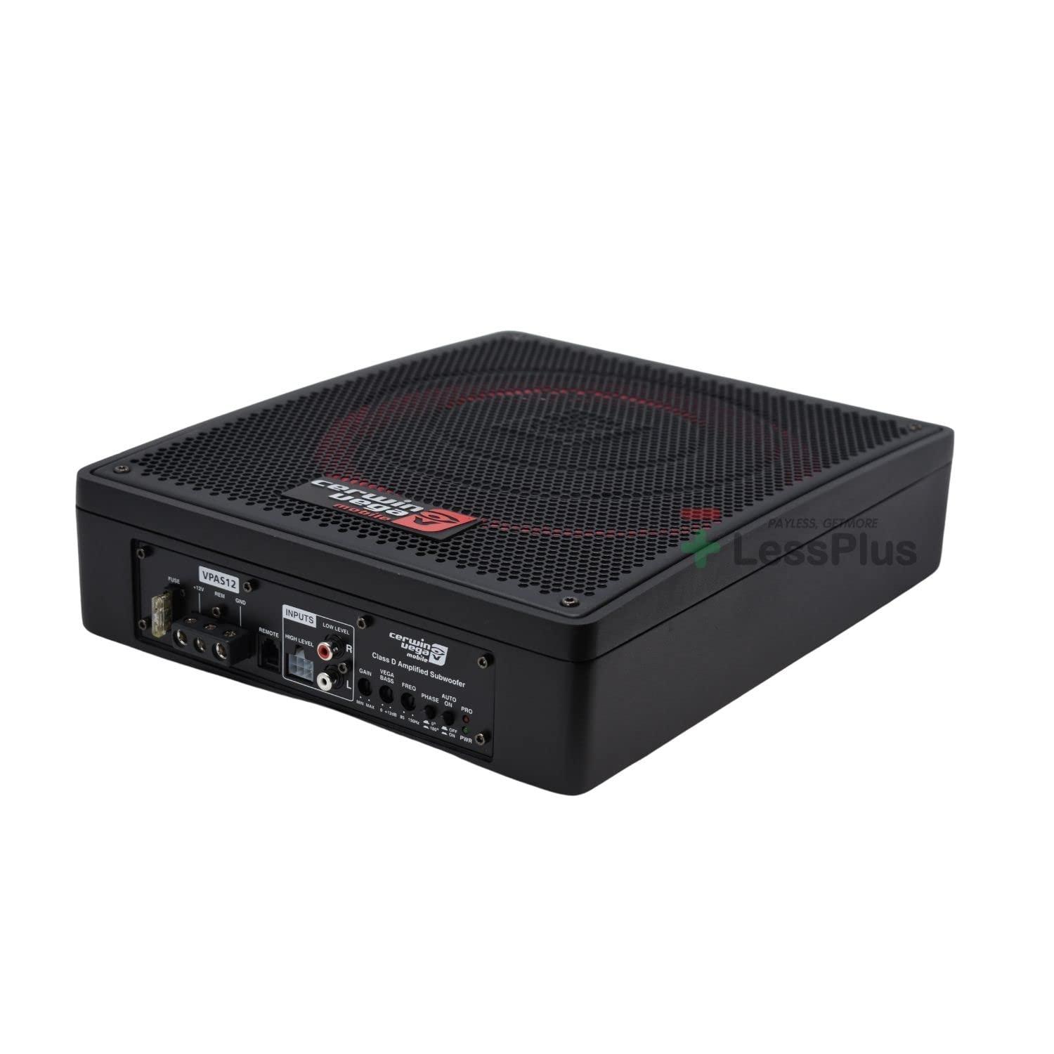CERWIN-VEGA! CERWIN-VEGA! VPAS12 12-Inch 600W Compact Powered Subwoofer Slim Design with Passive Radiator, Bass Boost & Remote Control Perfect for Cars, Trucks & SUVs